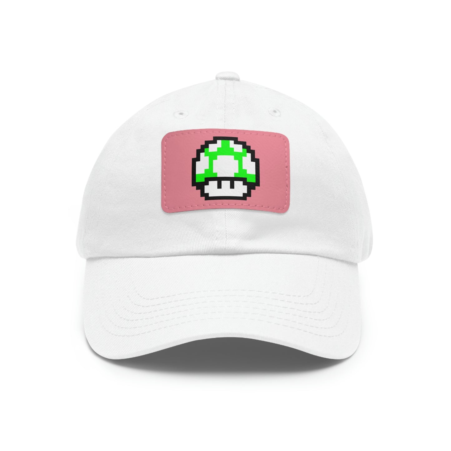 Mushroom 1 UP 8 Bit Style Dad Hat with Leather Patch