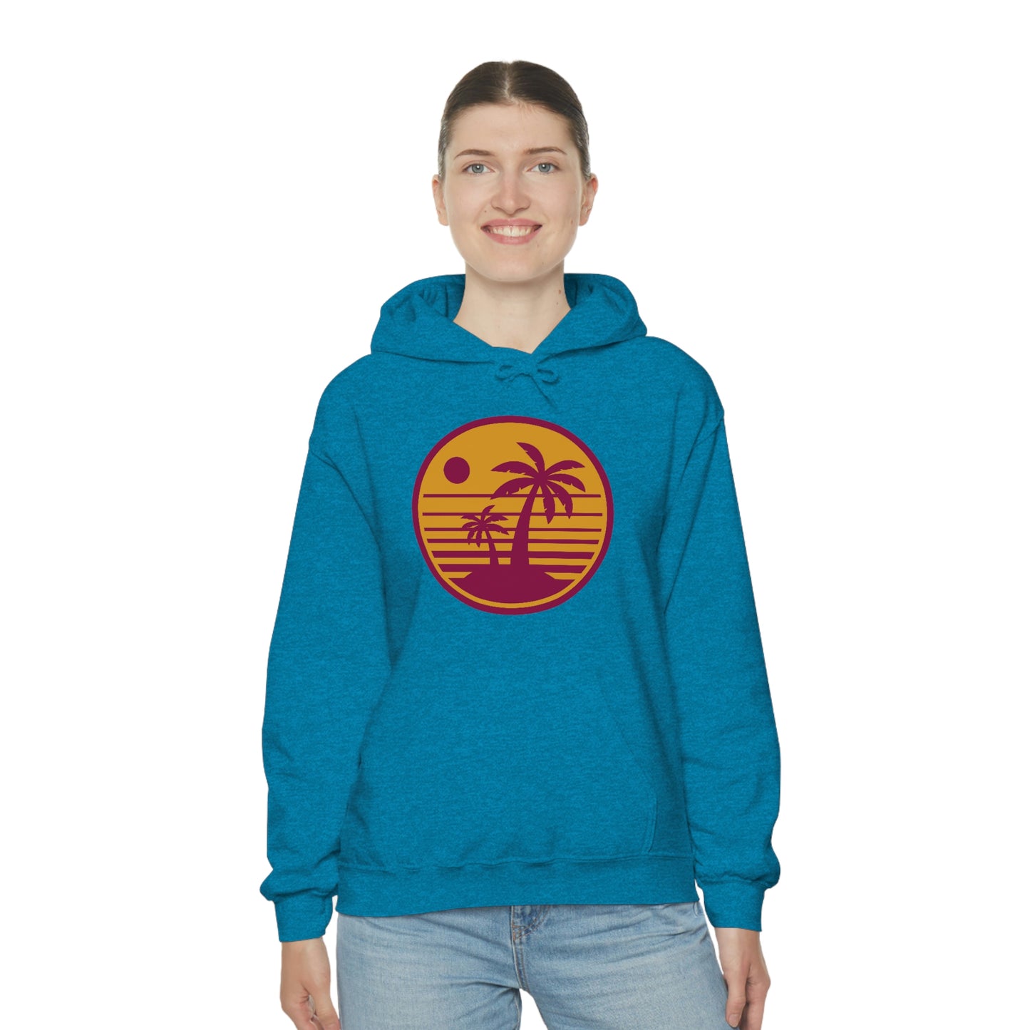 Retro Sunset Beach Unisex Hooded Sweatshirt