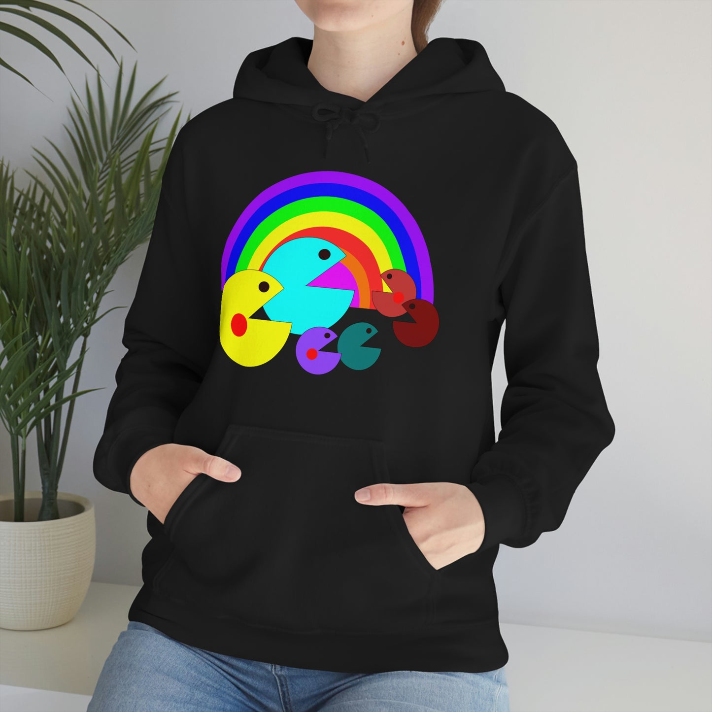 Pac Man Style Ranbow Unisex Hooded Sweatshirt