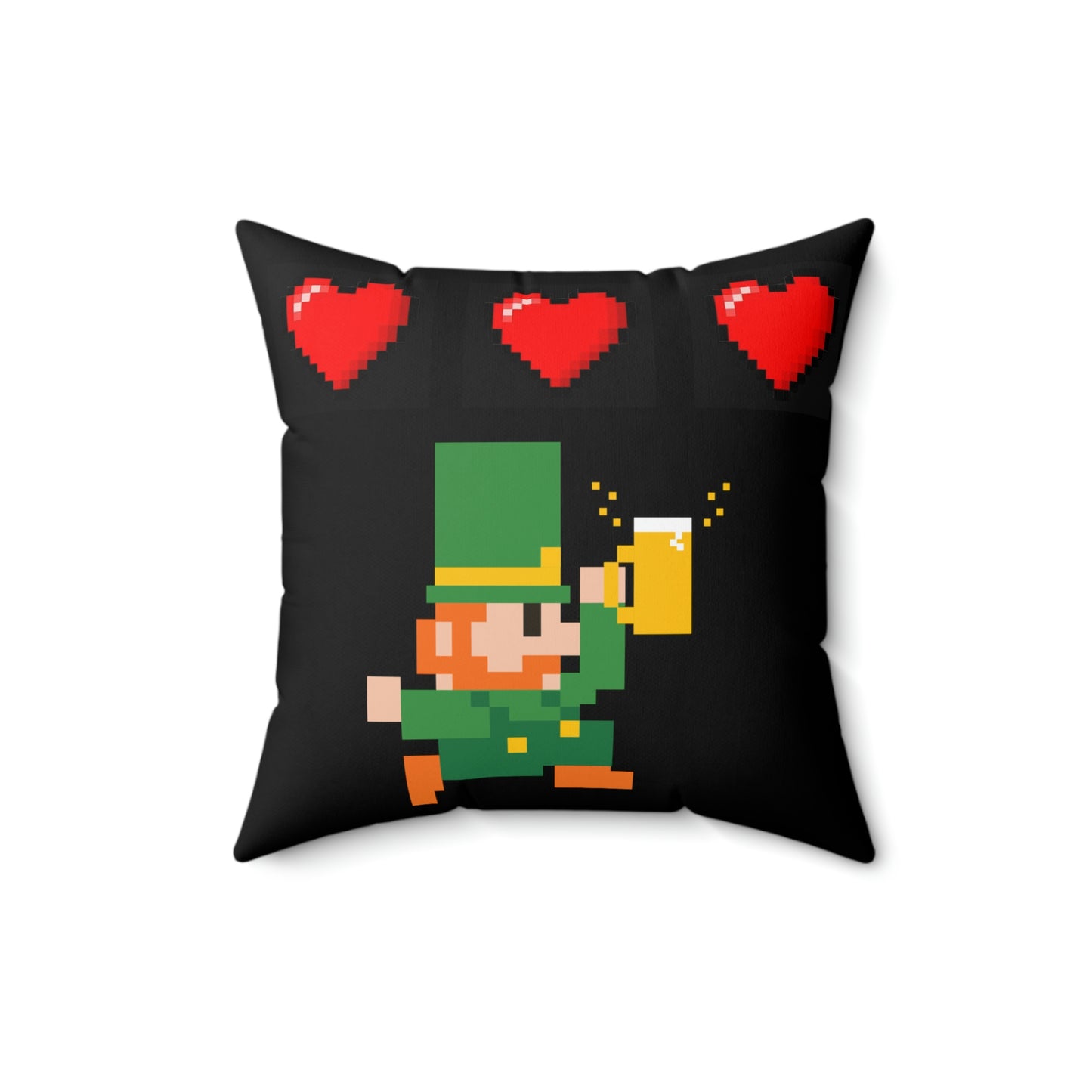 Leprechaun 8 Bit Style Spun Polyester Square Pillow