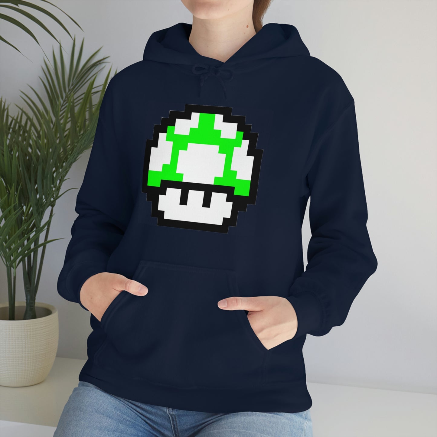 Mushroom 1UP 8 Bit Retro Style Unisex Hooded Sweatshirt