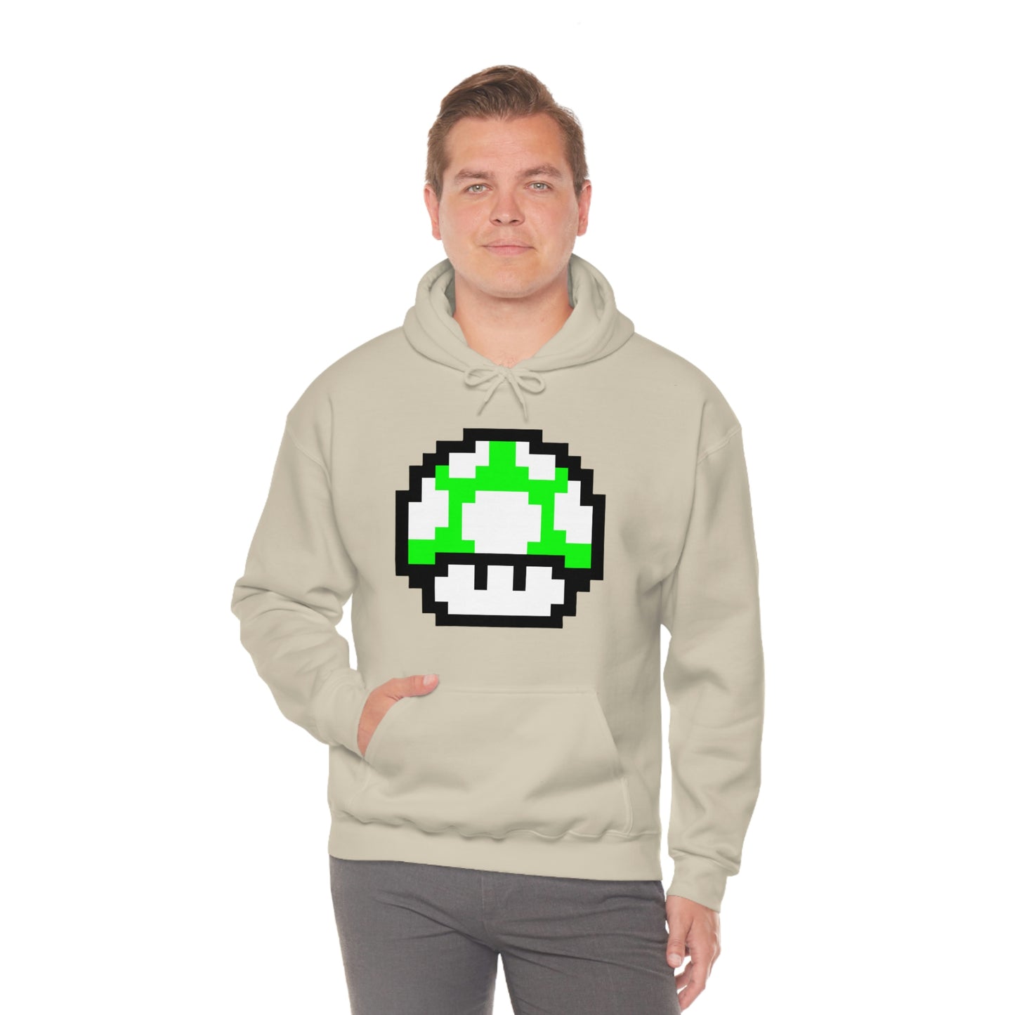 Mushroom 1UP 8 Bit Retro Style Unisex Hooded Sweatshirt