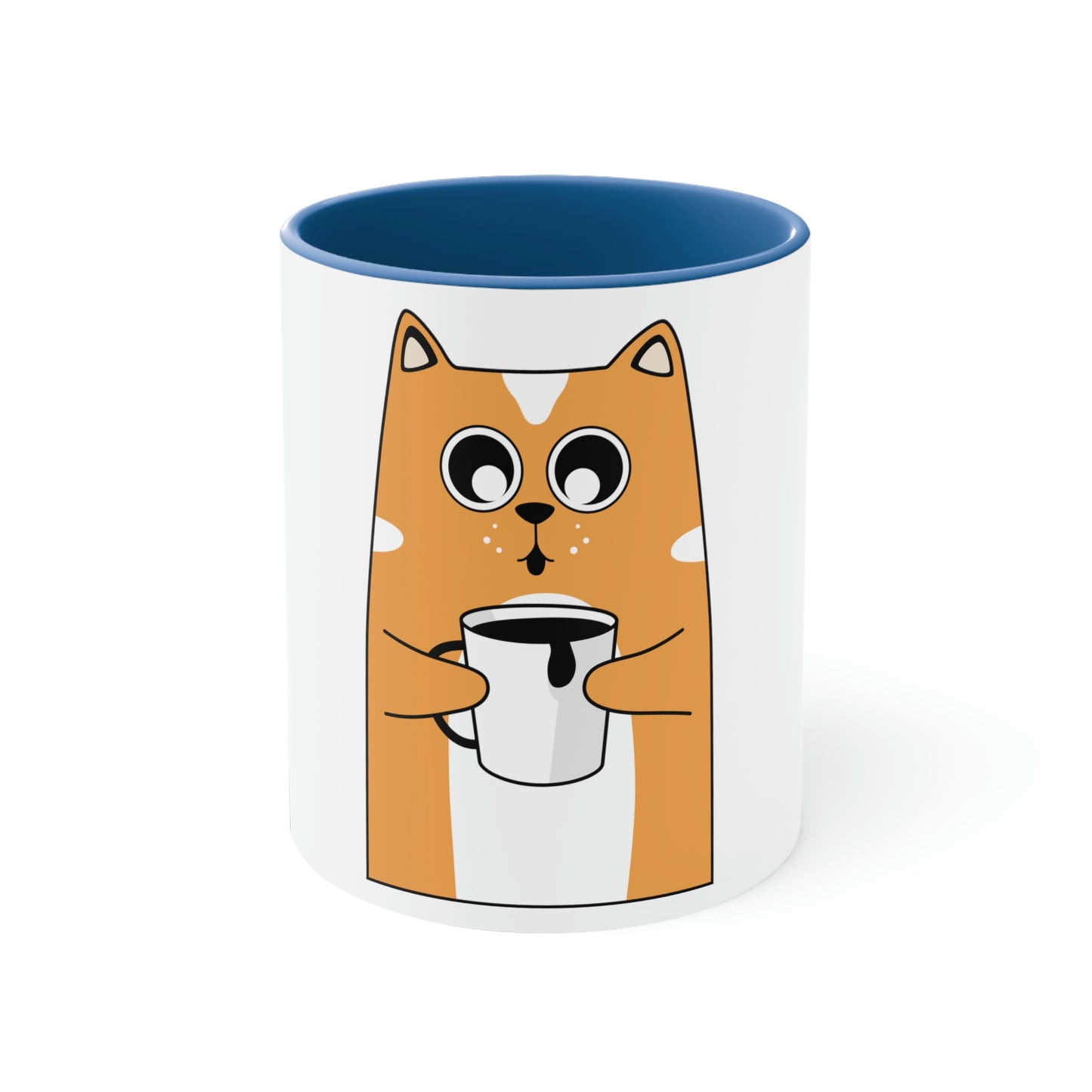 Cat With Coffee Accent Coffee Mug, 11oz