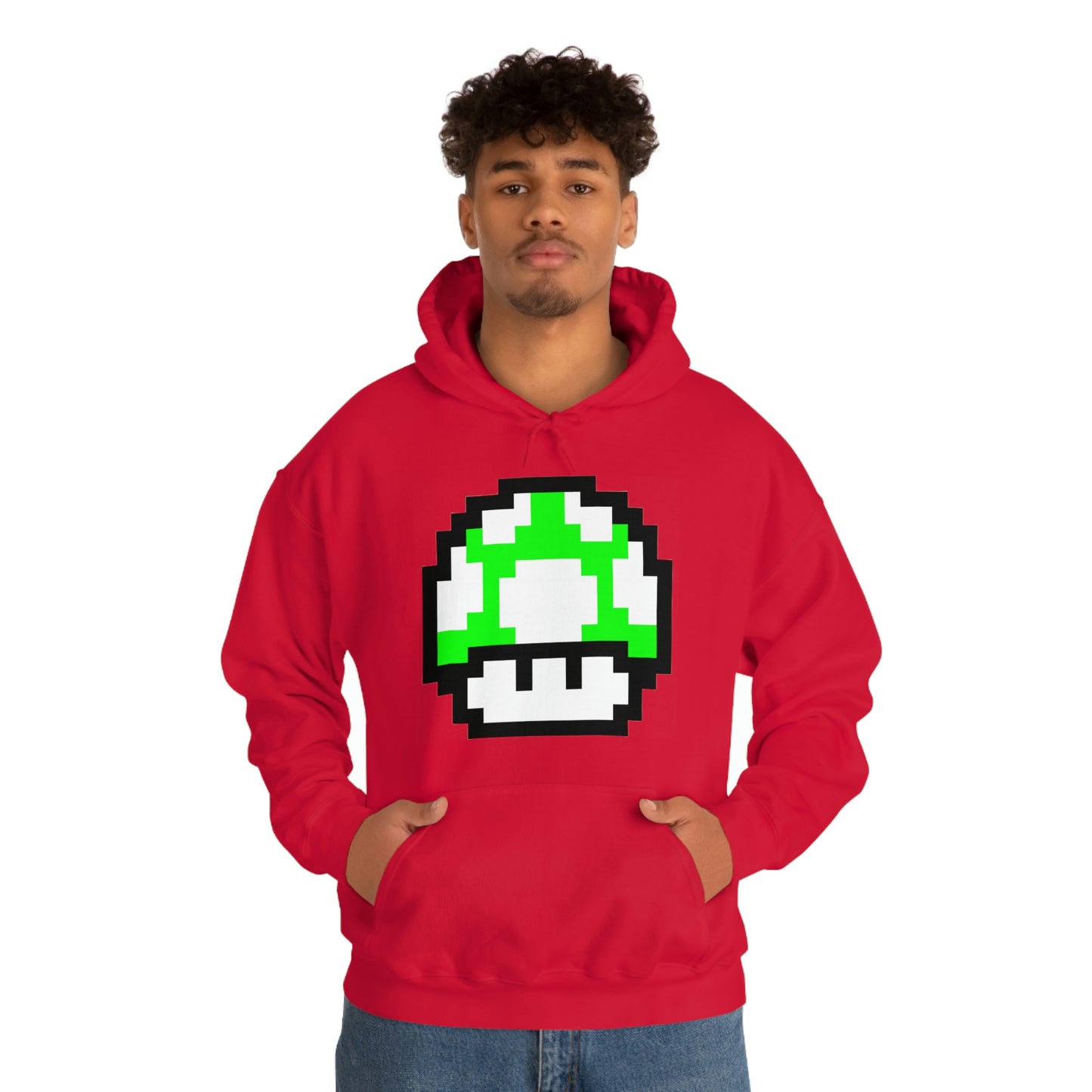 Mushroom 1UP 8 Bit Retro Style Unisex Hooded Sweatshirt