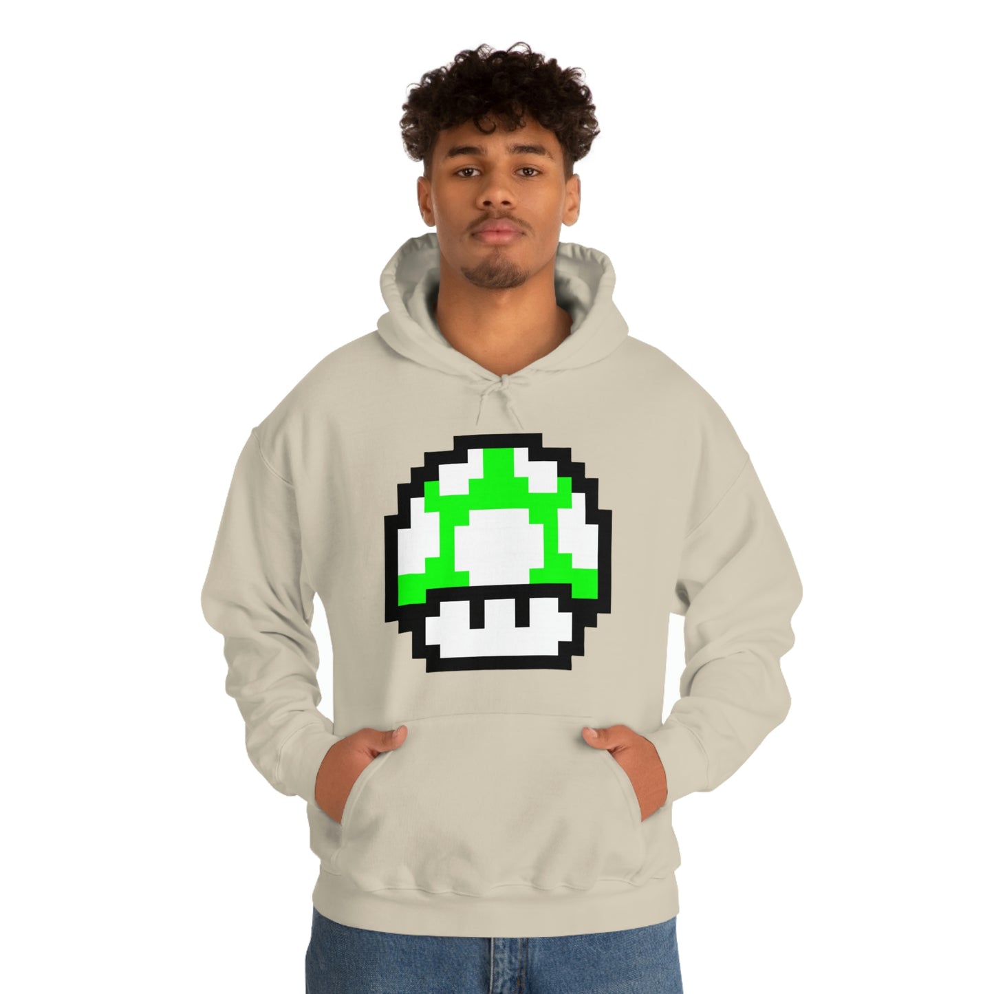 Mushroom 1UP 8 Bit Retro Style Unisex Hooded Sweatshirt
