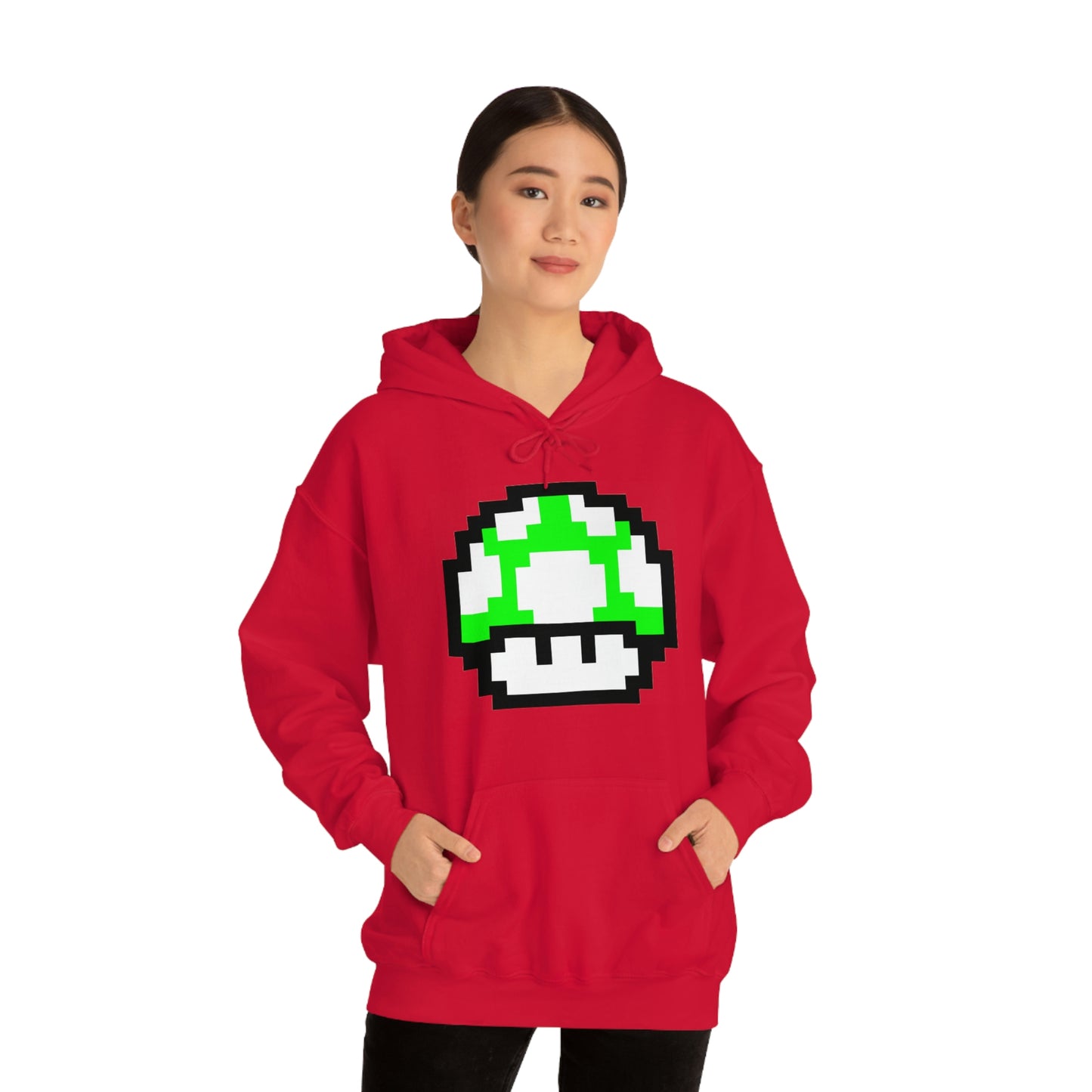 Mushroom 1UP 8 Bit Retro Style Unisex Hooded Sweatshirt