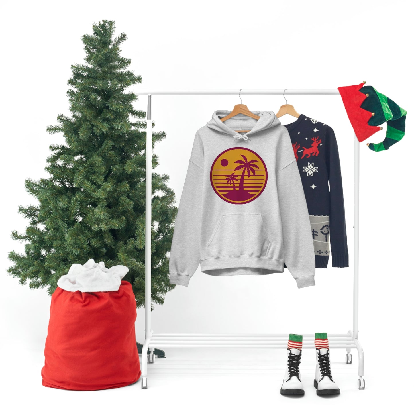 Retro Sunset Beach Unisex Hooded Sweatshirt