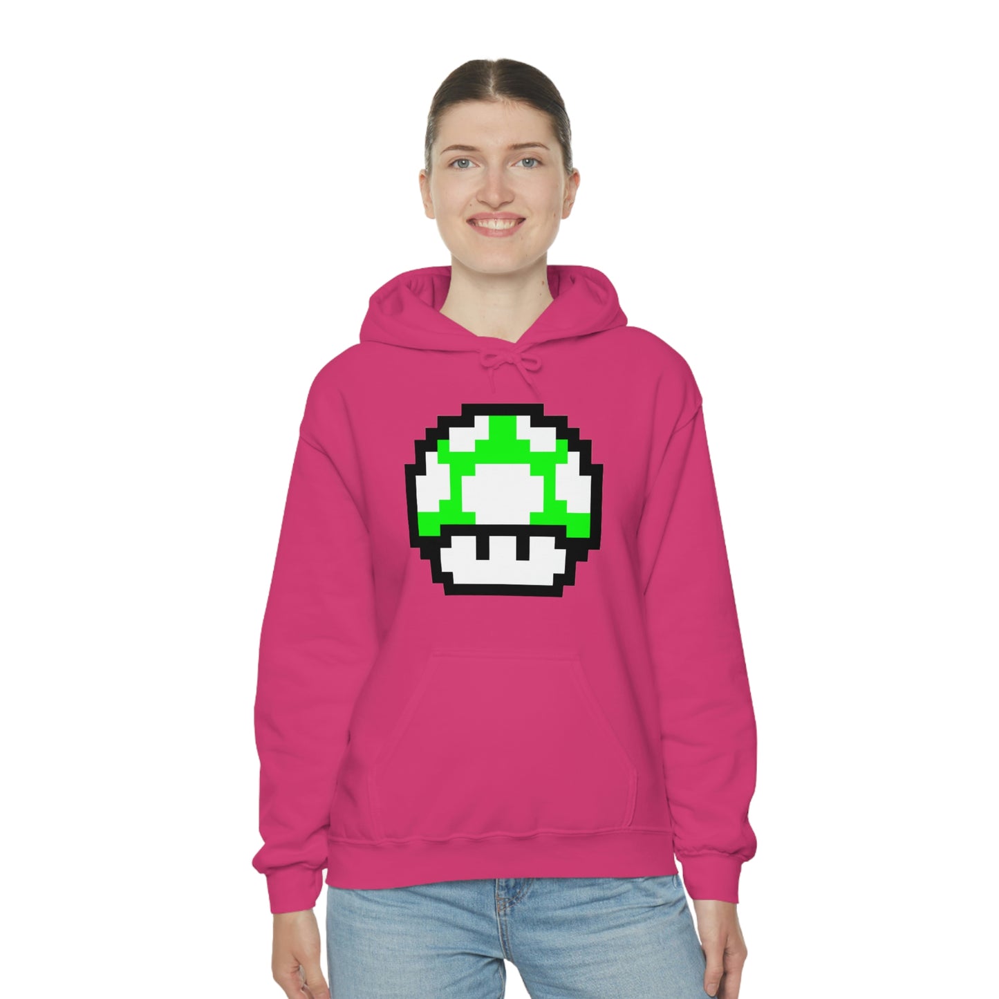 Mushroom 1UP 8 Bit Retro Style Unisex Hooded Sweatshirt