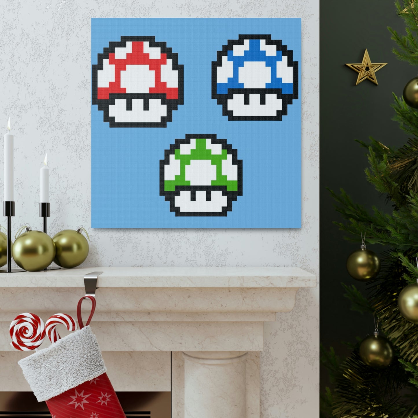 Mushroom 8 Bit Style Canvas Gallery Wraps