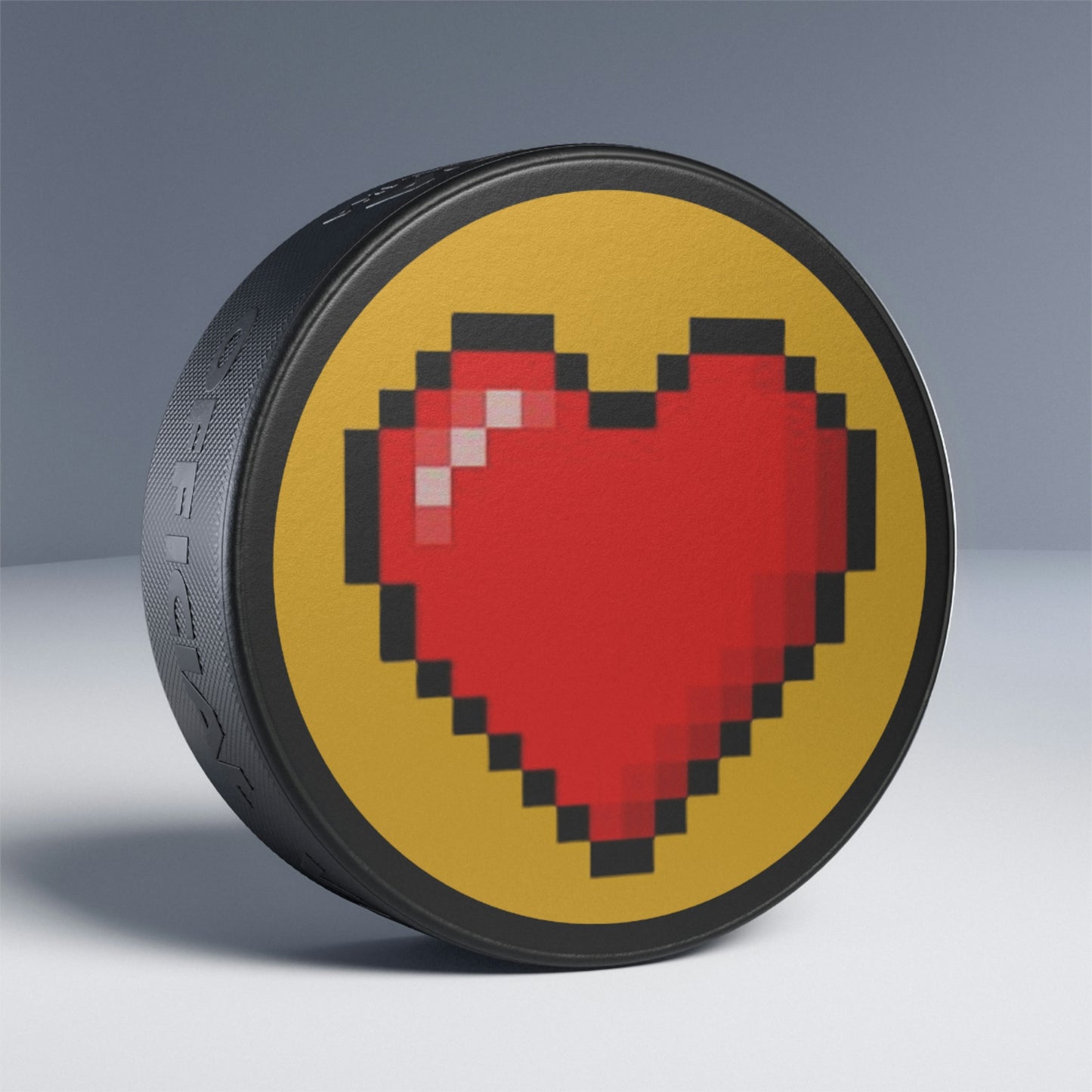 Heart 8 Bit Style Hockey Puck