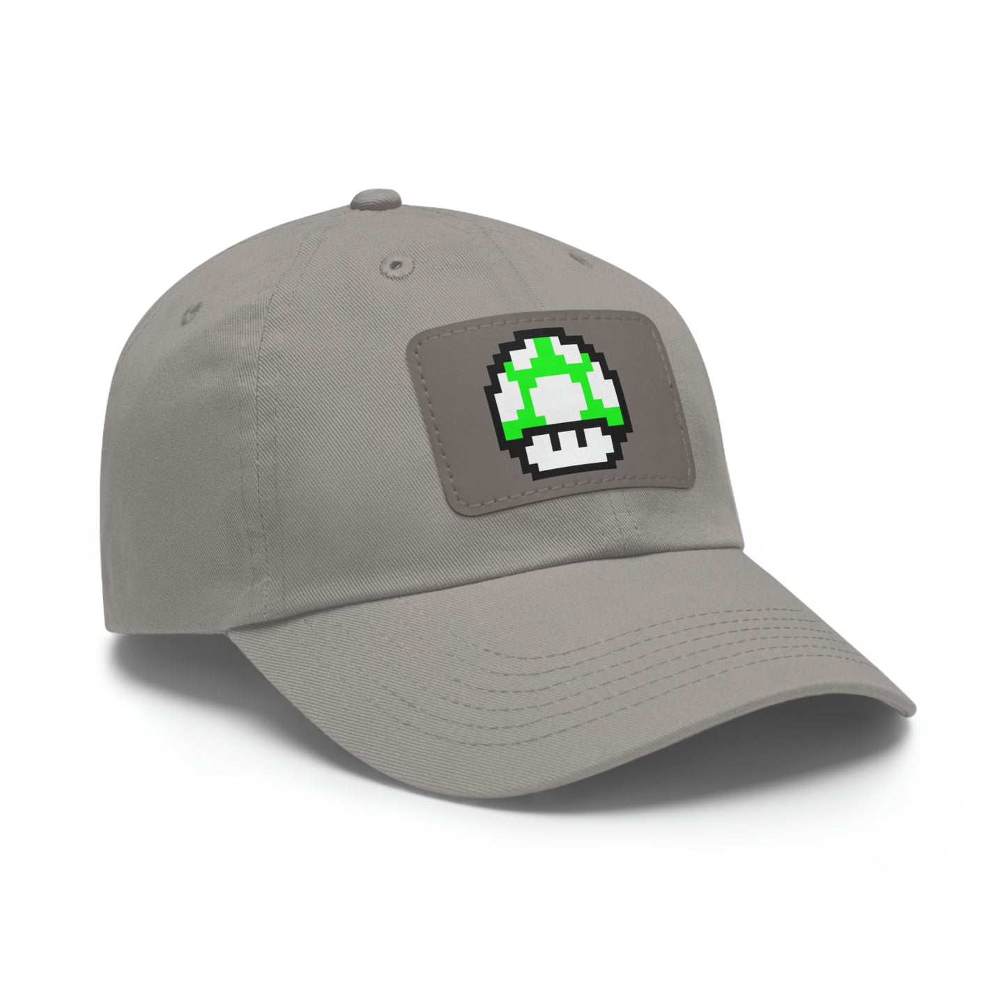 Mushroom 1 UP 8 Bit Style Dad Hat with Leather Patch