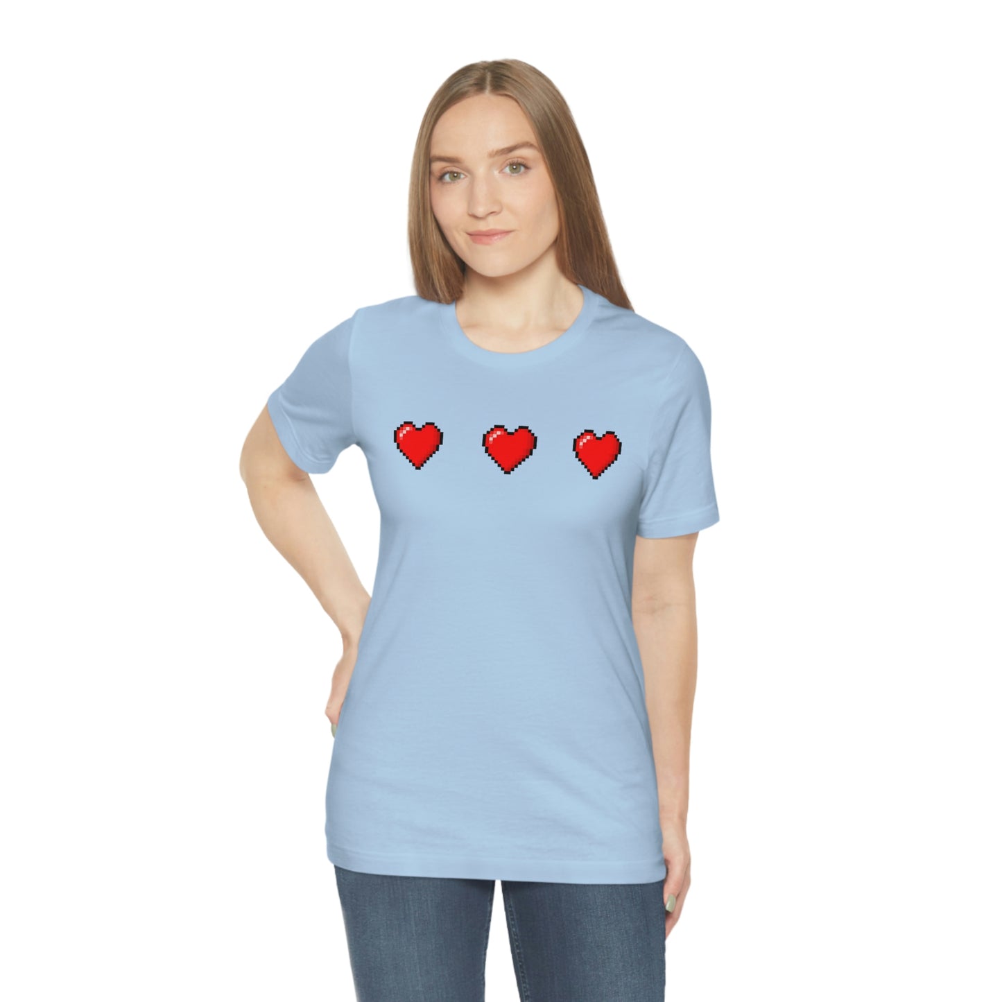 Hearts 8 Bit Style Unisex Jersey Short Sleeve Tee