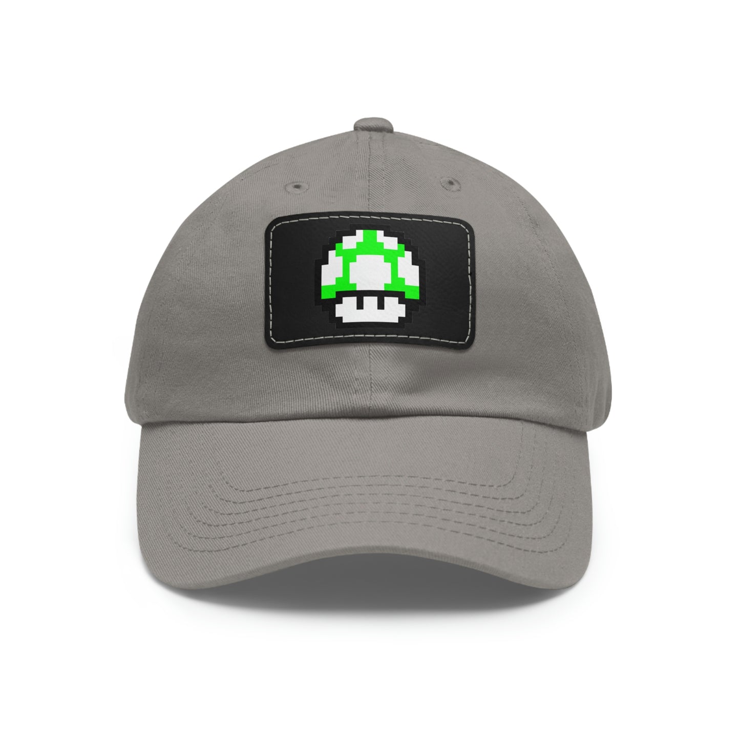Mushroom 1 UP 8 Bit Style Dad Hat with Leather Patch