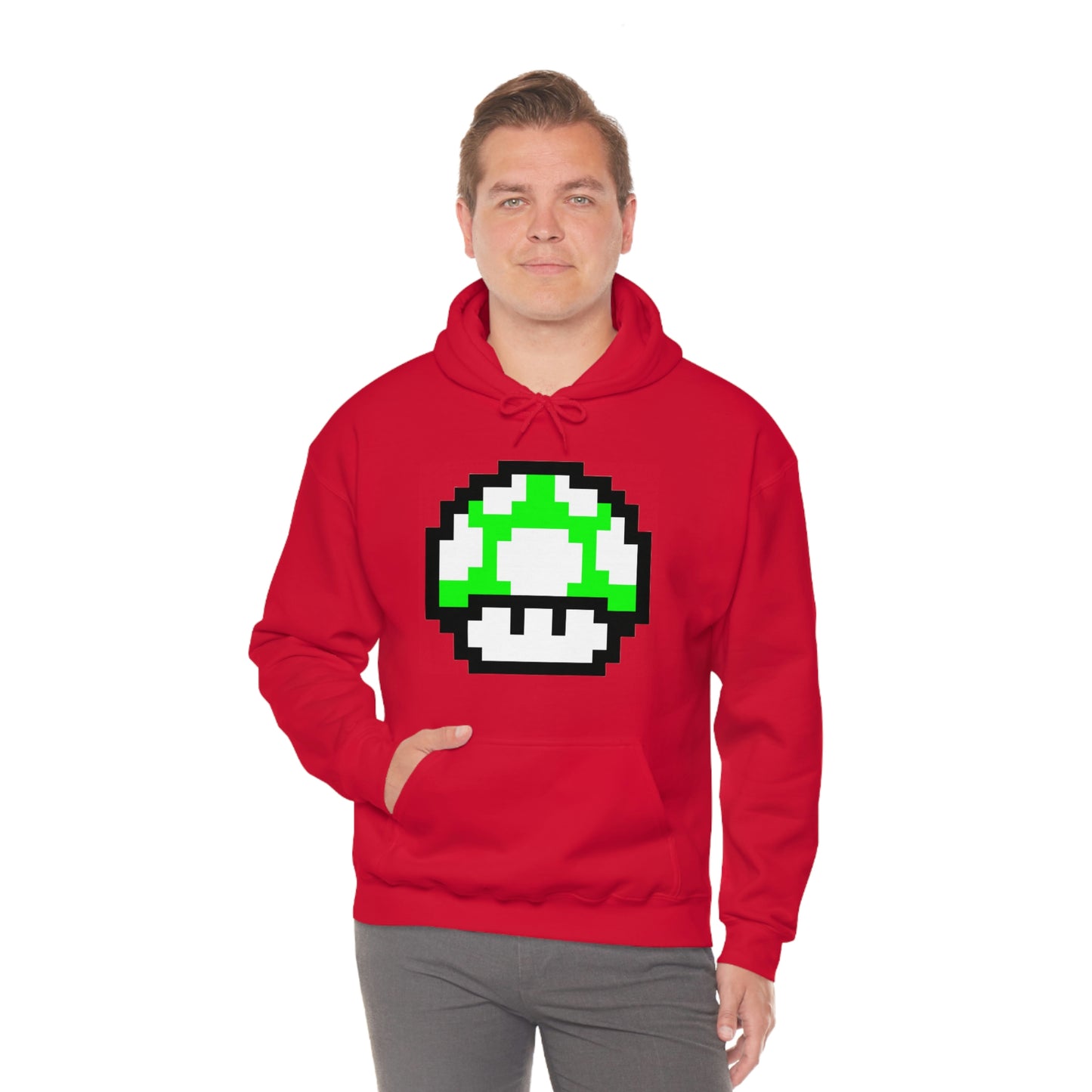 Mushroom 1UP 8 Bit Retro Style Unisex Hooded Sweatshirt