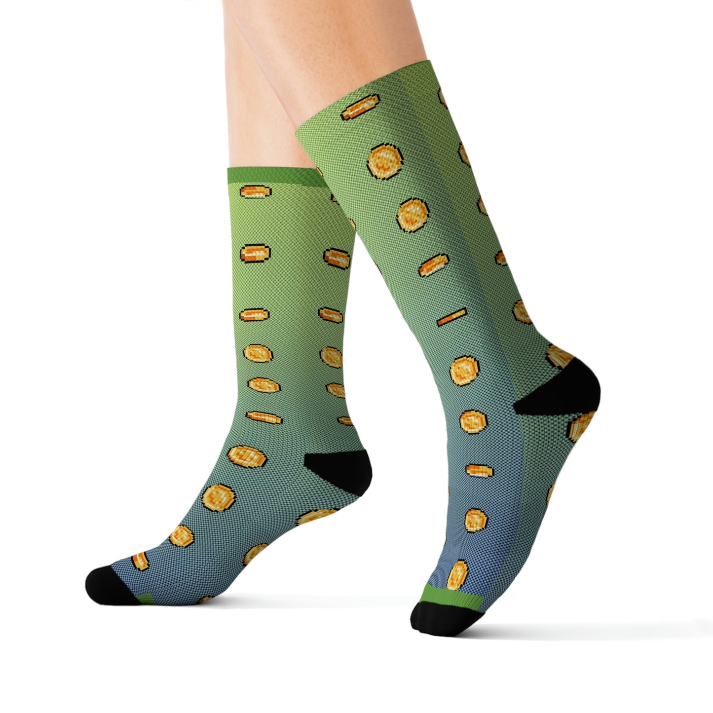 Video Game Coins Style Background Sublimation Socks