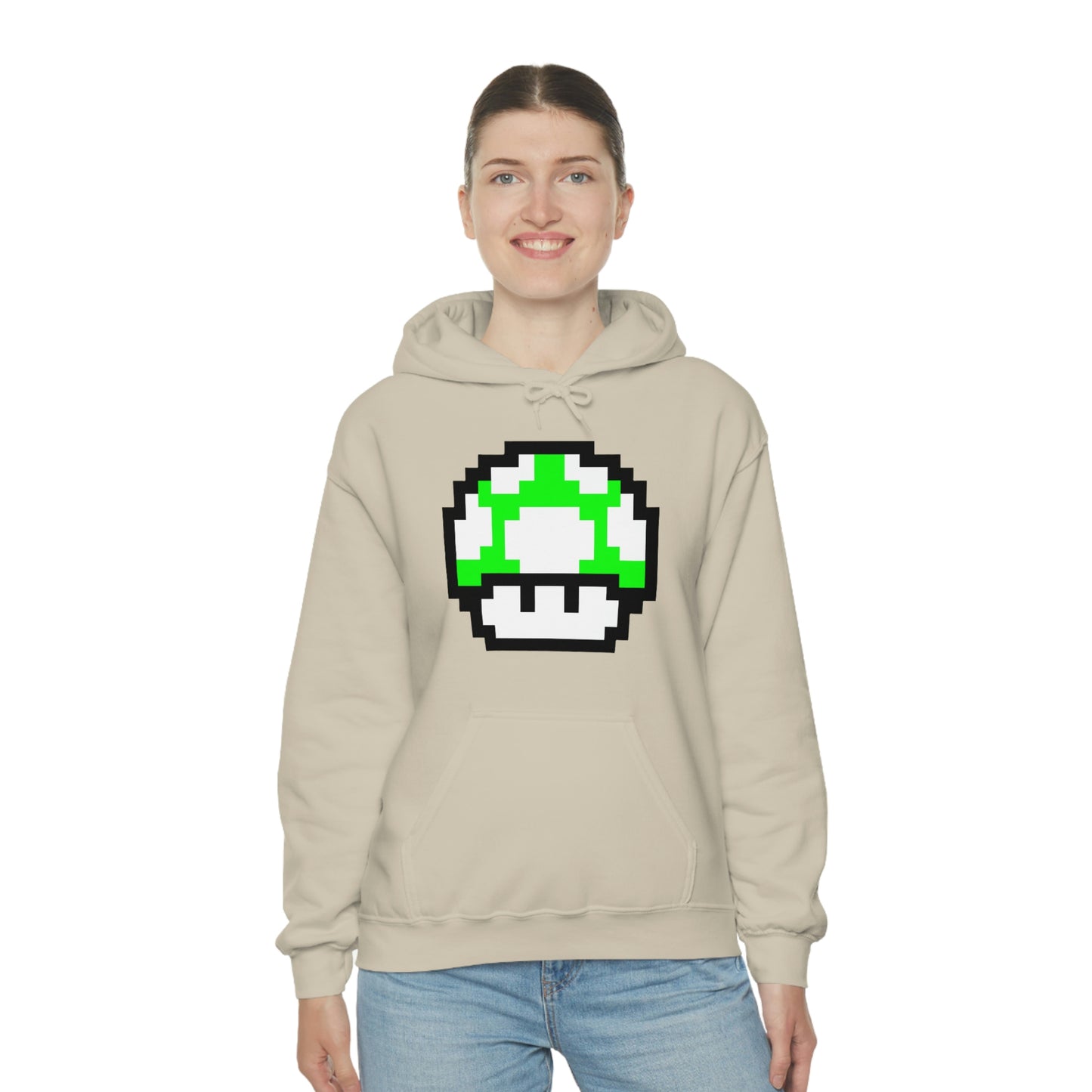 Mushroom 1UP 8 Bit Retro Style Unisex Hooded Sweatshirt