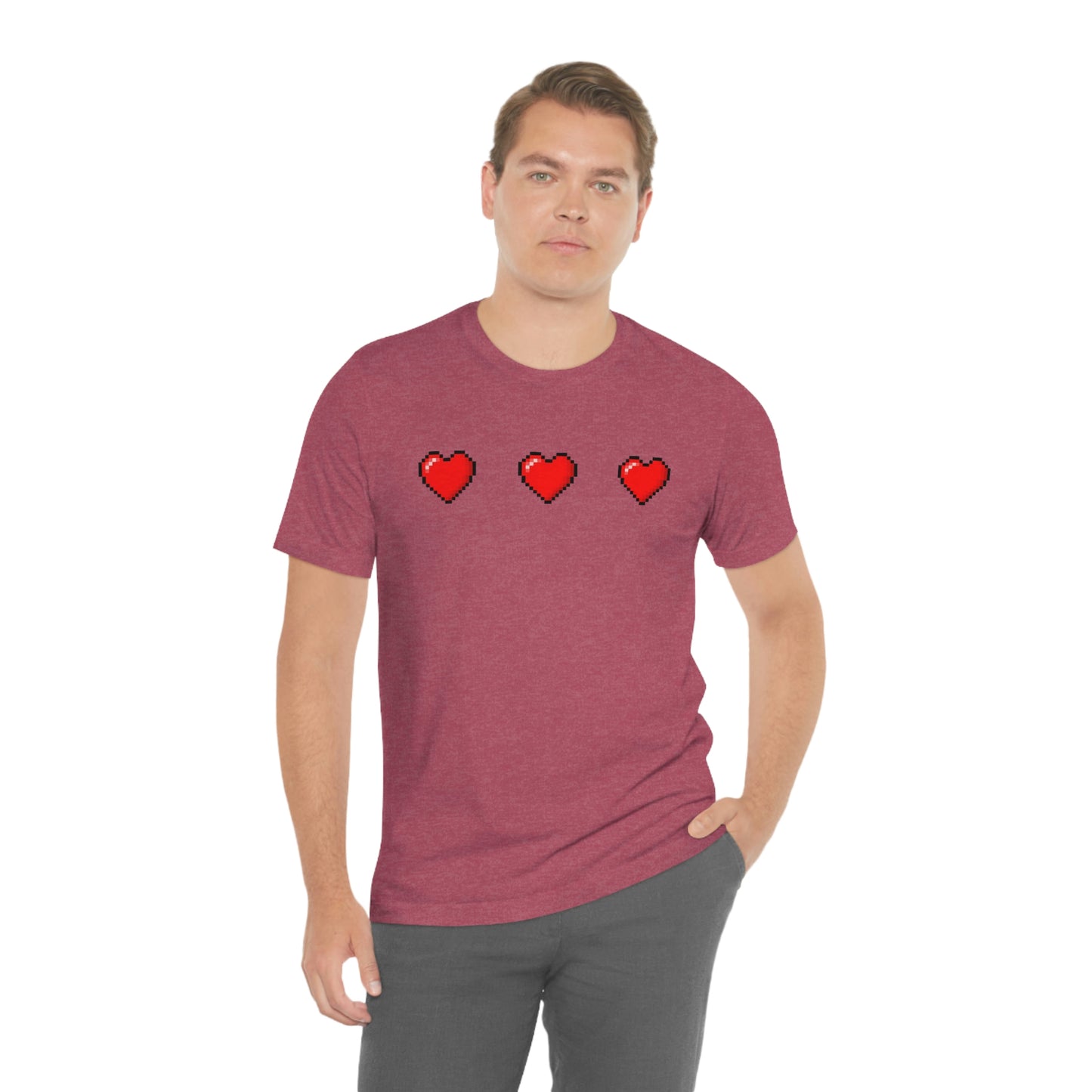 Hearts 8 Bit Style Unisex Jersey Short Sleeve Tee