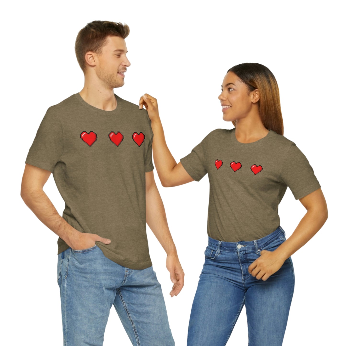 Hearts 8 Bit Style Unisex Jersey Short Sleeve Tee