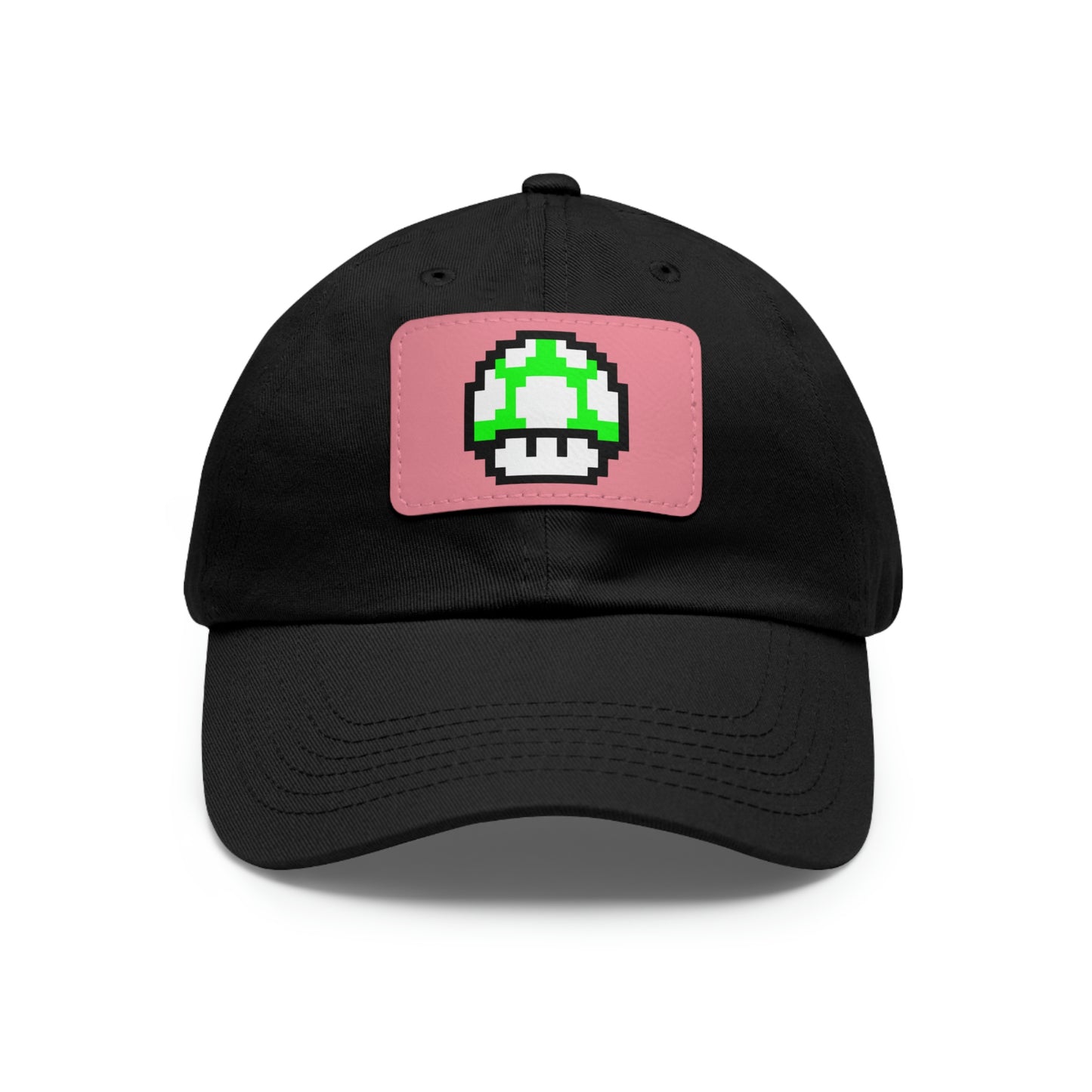 Mushroom 1 UP 8 Bit Style Dad Hat with Leather Patch