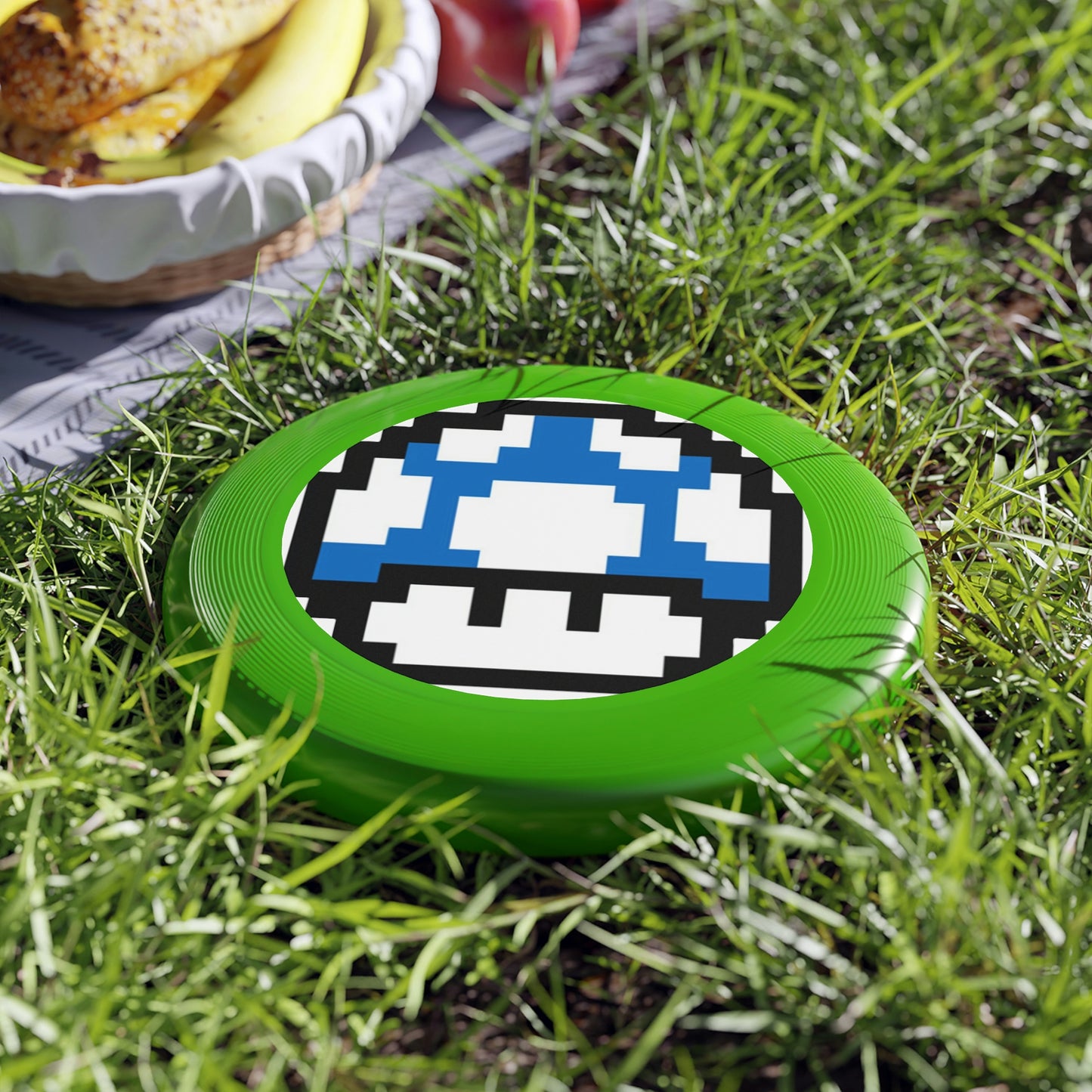 Blue 8 Bit Style Mushroom Wham-O Frisbee