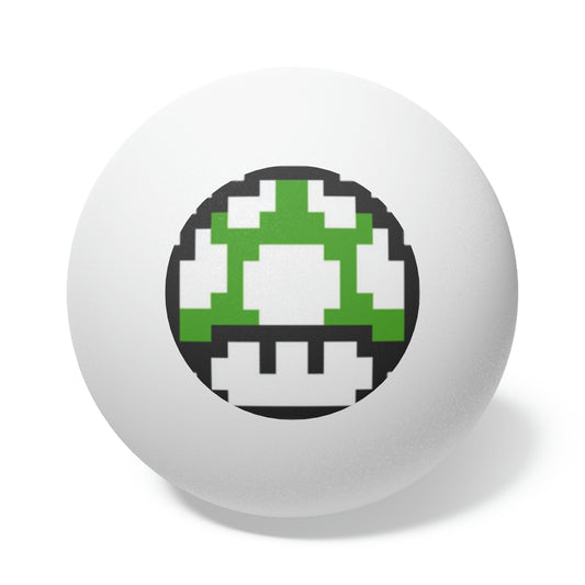 Green Mushroom 8 Bit Style Ping Pong Balls, 6 pcs