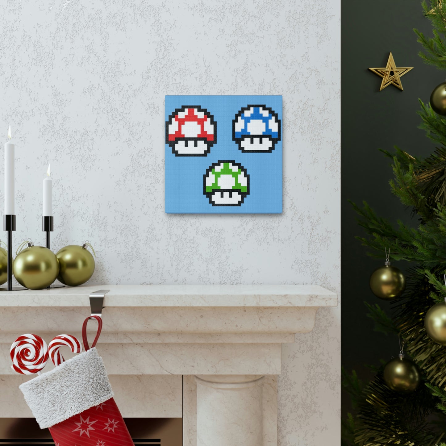 Mushroom 8 Bit Style Canvas Gallery Wraps