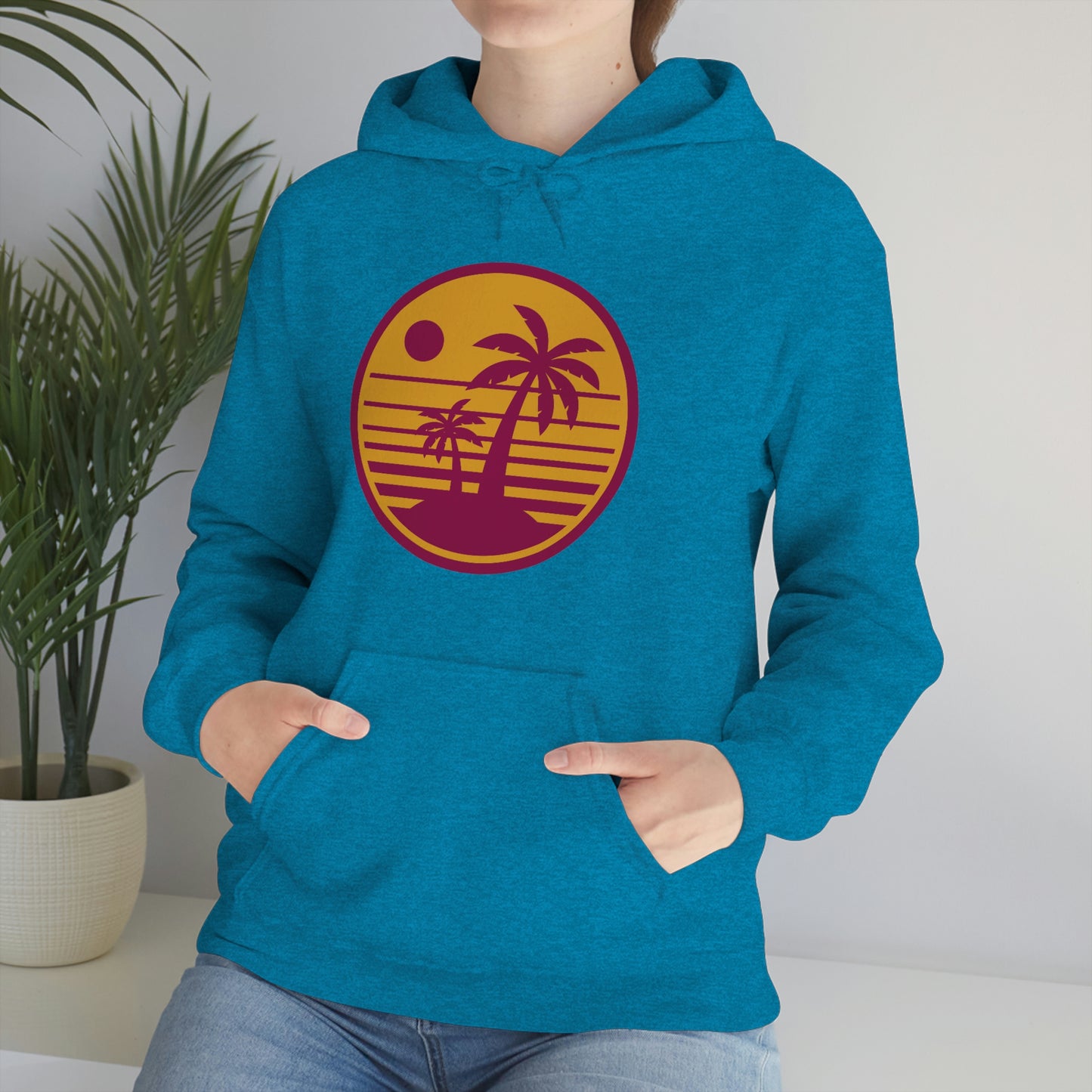 Retro Sunset Beach Unisex Hooded Sweatshirt