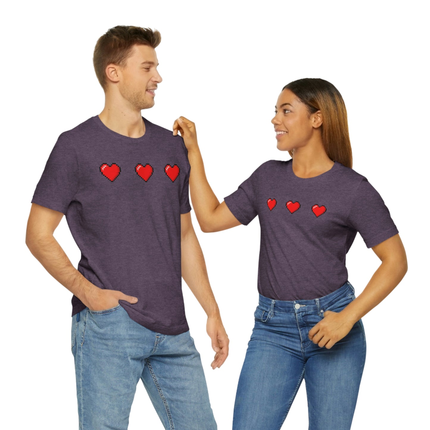 Hearts 8 Bit Style Unisex Jersey Short Sleeve Tee