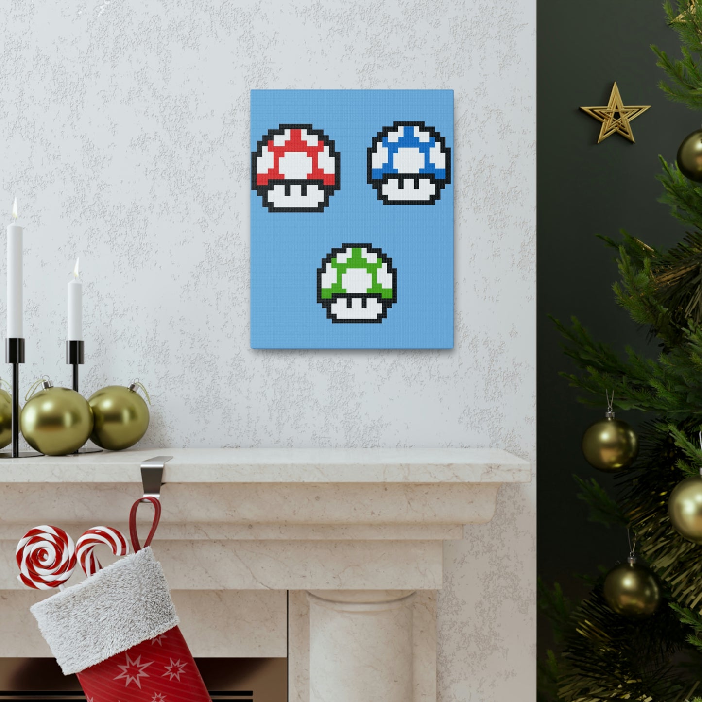 Mushroom 8 Bit Style Canvas Gallery Wraps