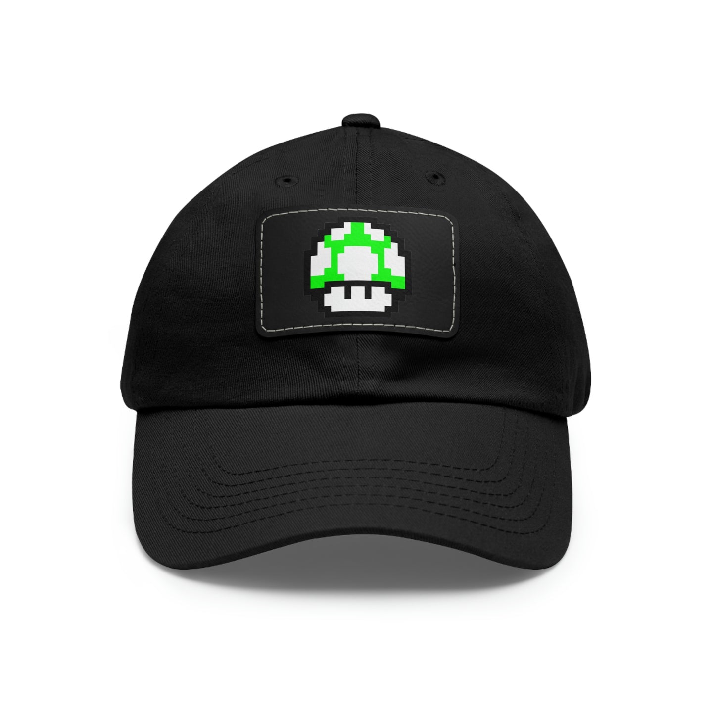 Mushroom 1 UP 8 Bit Style Dad Hat with Leather Patch