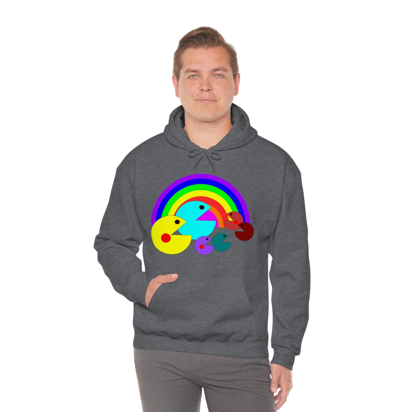 Pac Man Style Ranbow Unisex Hooded Sweatshirt