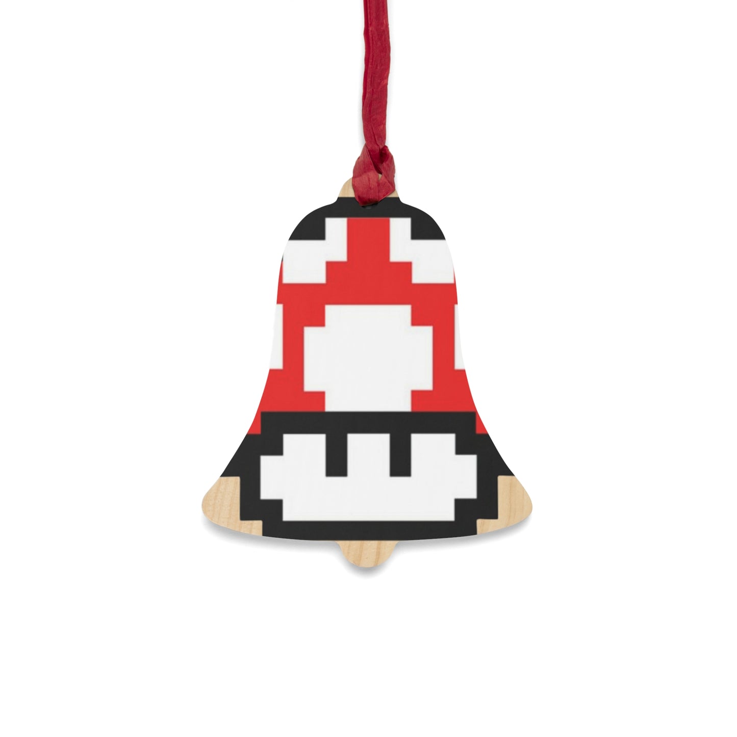 Retro Mushroom Red & Green 8 Bit Wooden Ornaments
