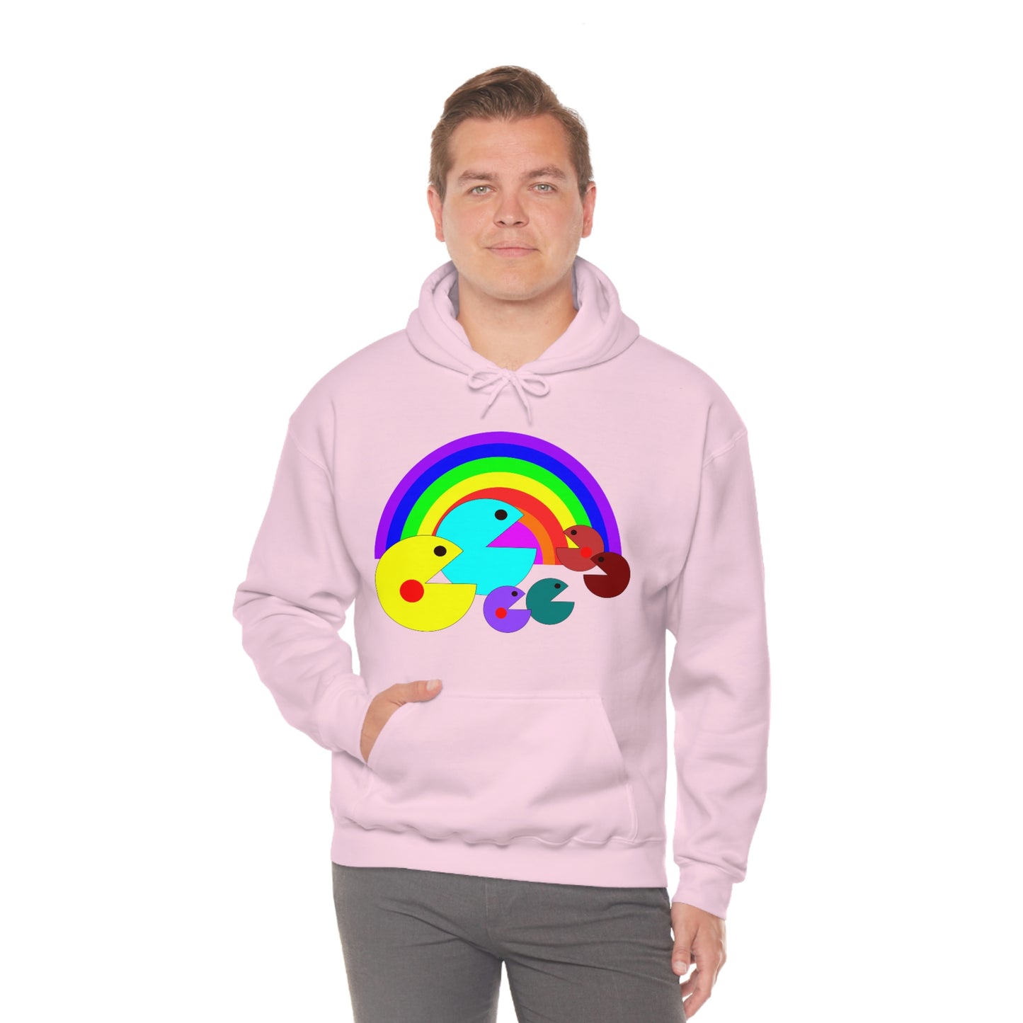 Pac Man Style Ranbow Unisex Hooded Sweatshirt