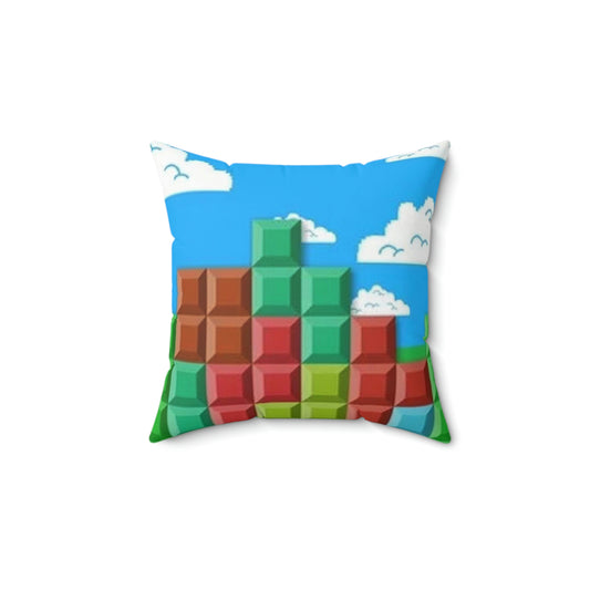Tetris Style Spun Polyester Square Pillow
