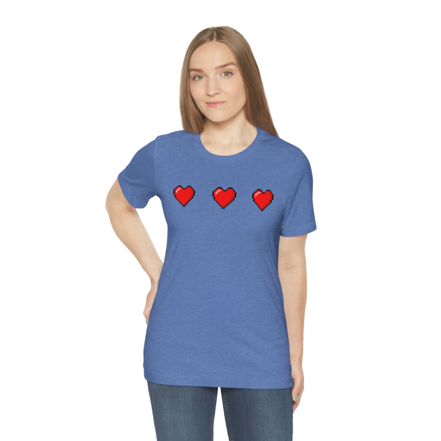 Hearts 8 Bit Style Unisex Jersey Short Sleeve Tee