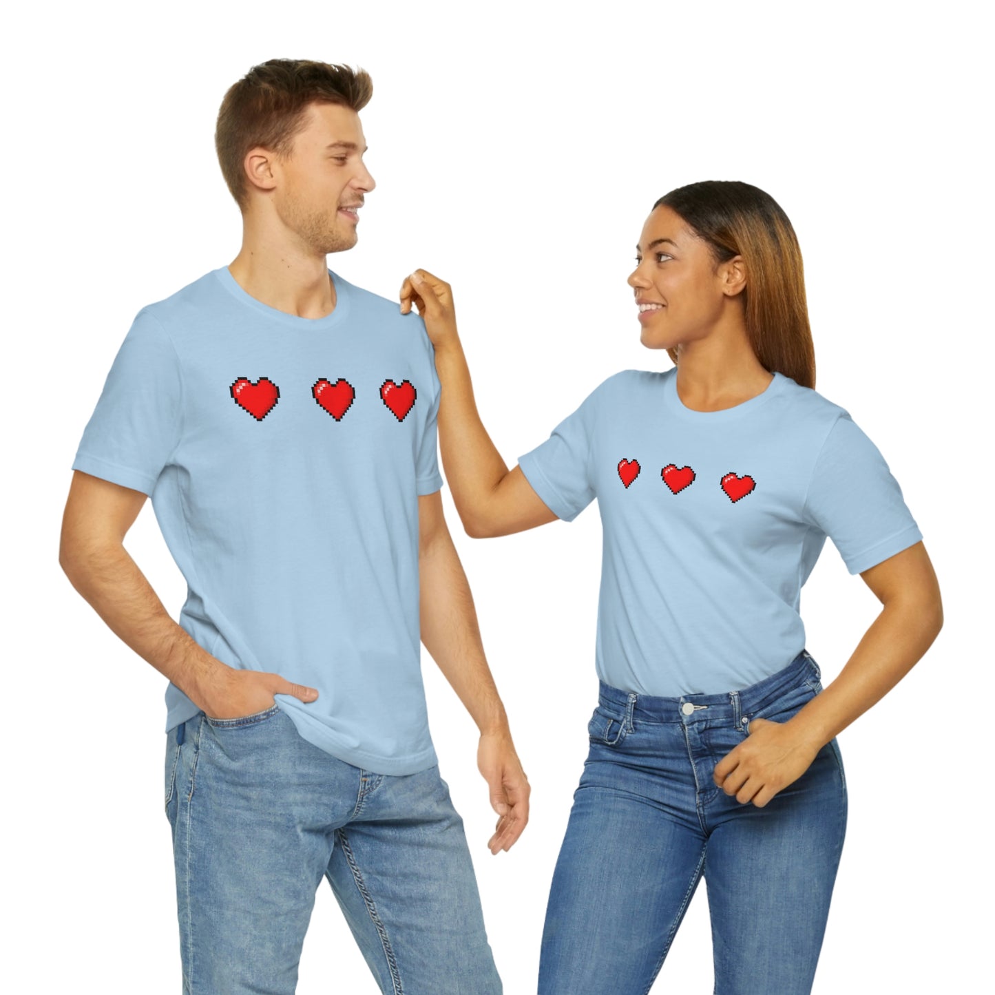 Hearts 8 Bit Style Unisex Jersey Short Sleeve Tee