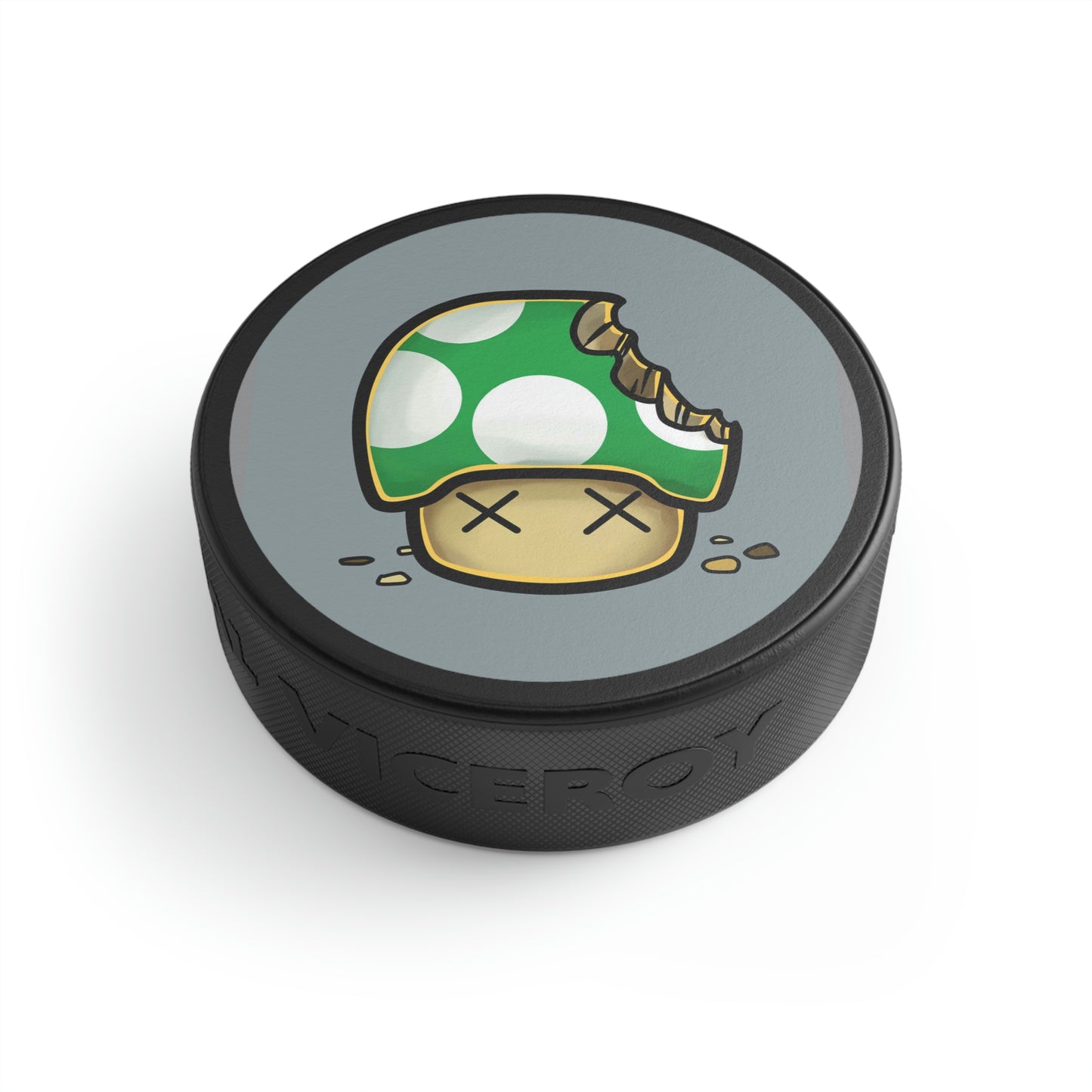 Bitten Mushroom Video Game Style Hockey Puck