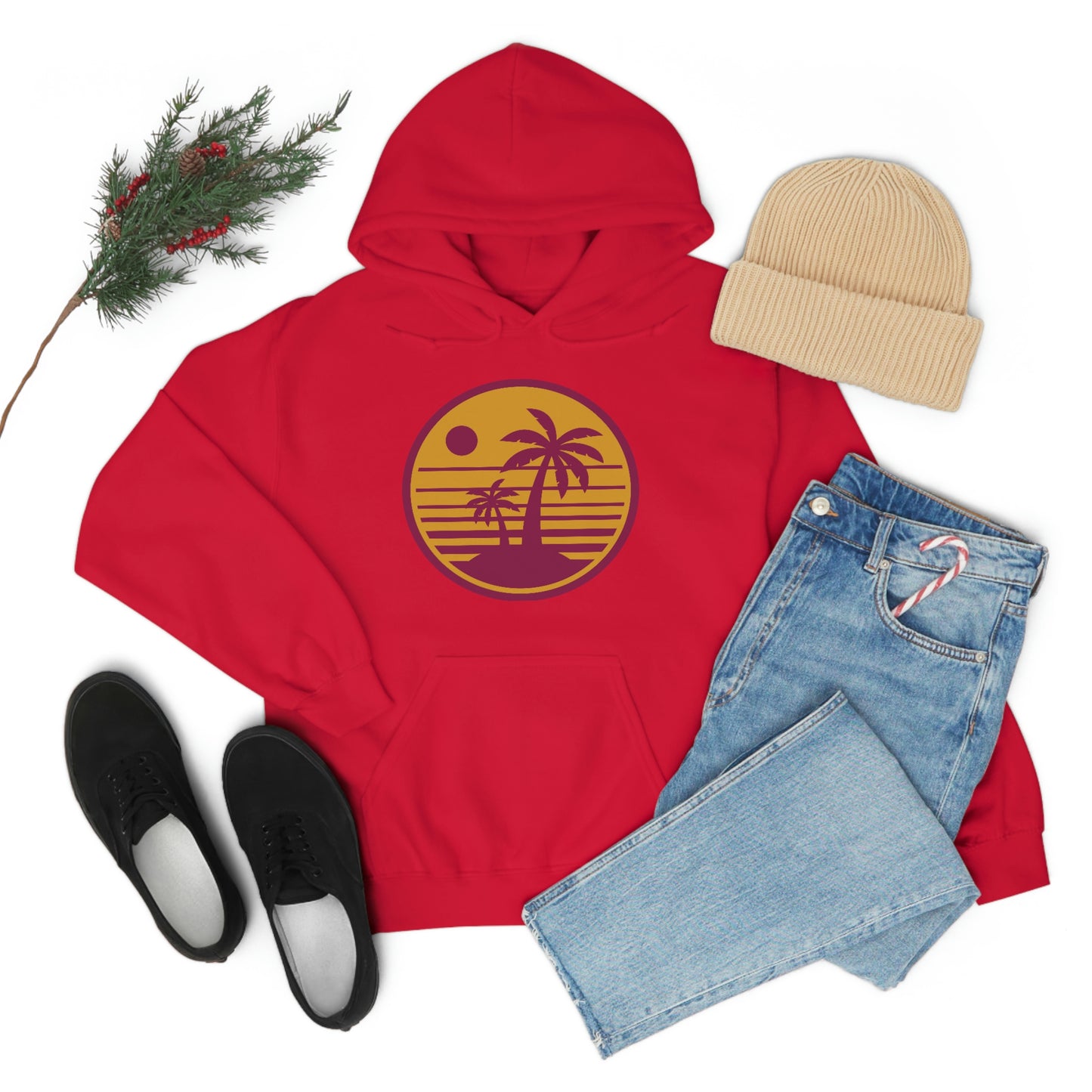 Retro Sunset Beach Unisex Hooded Sweatshirt