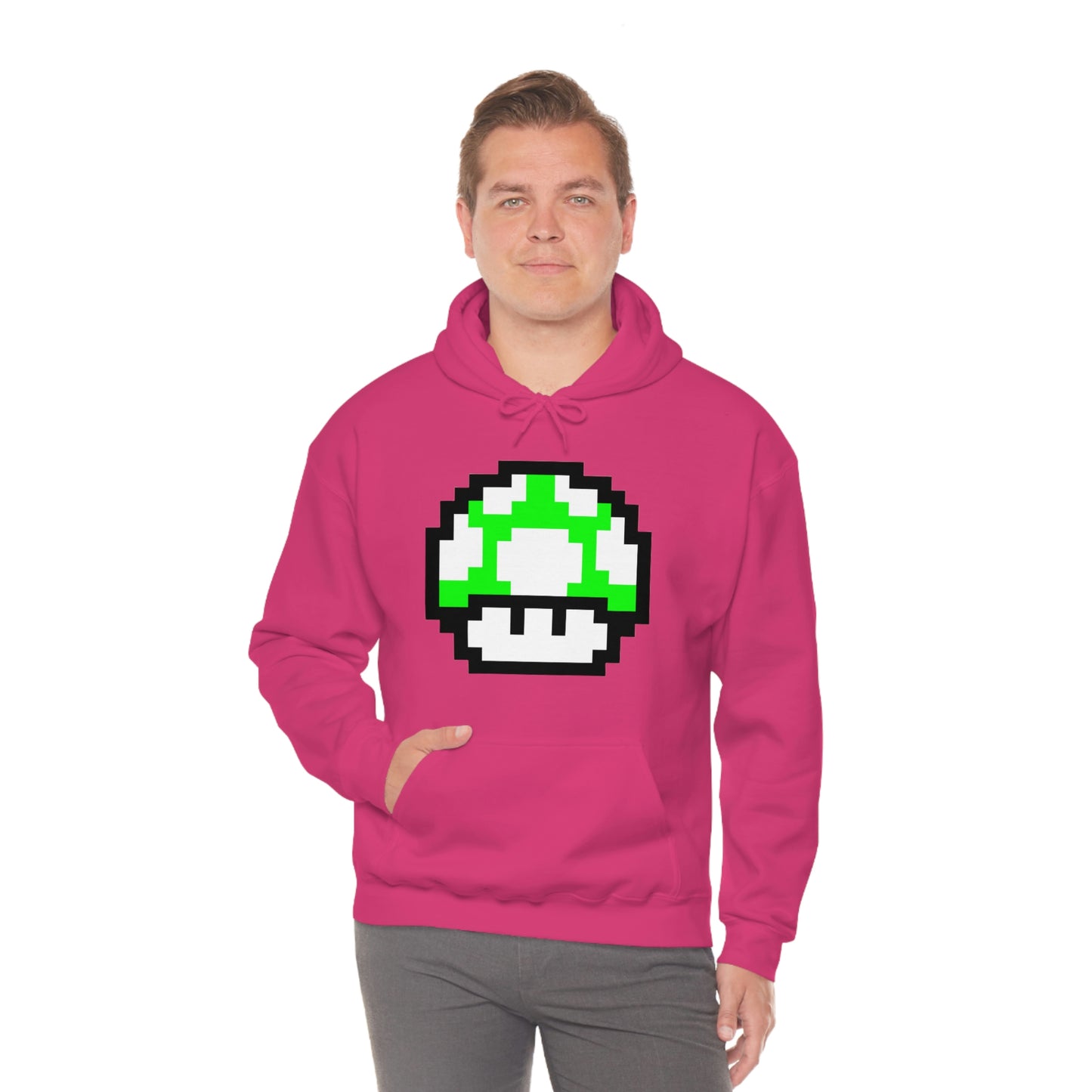 Mushroom 1UP 8 Bit Retro Style Unisex Hooded Sweatshirt