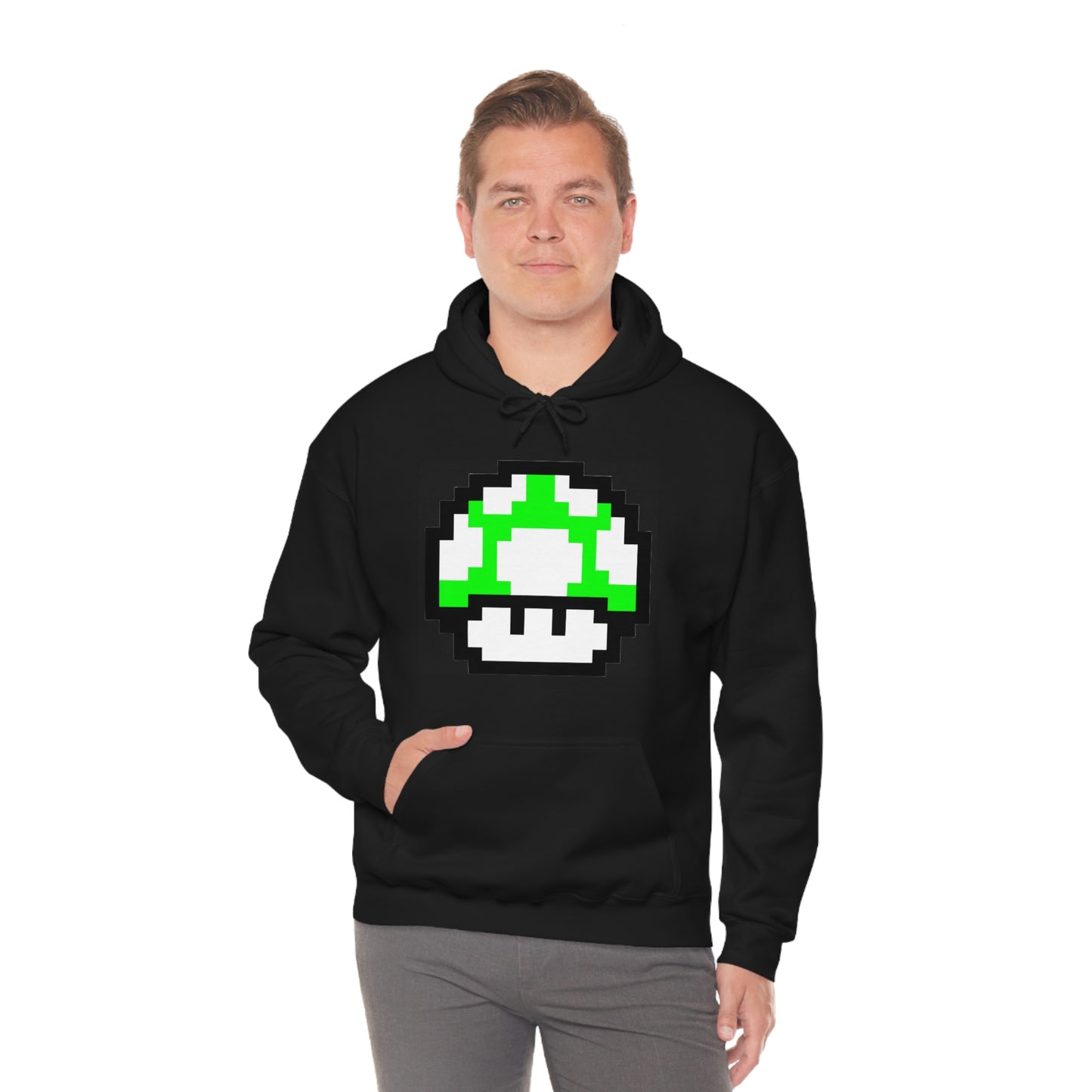 Mushroom 1UP 8 Bit Retro Style Unisex Hooded Sweatshirt