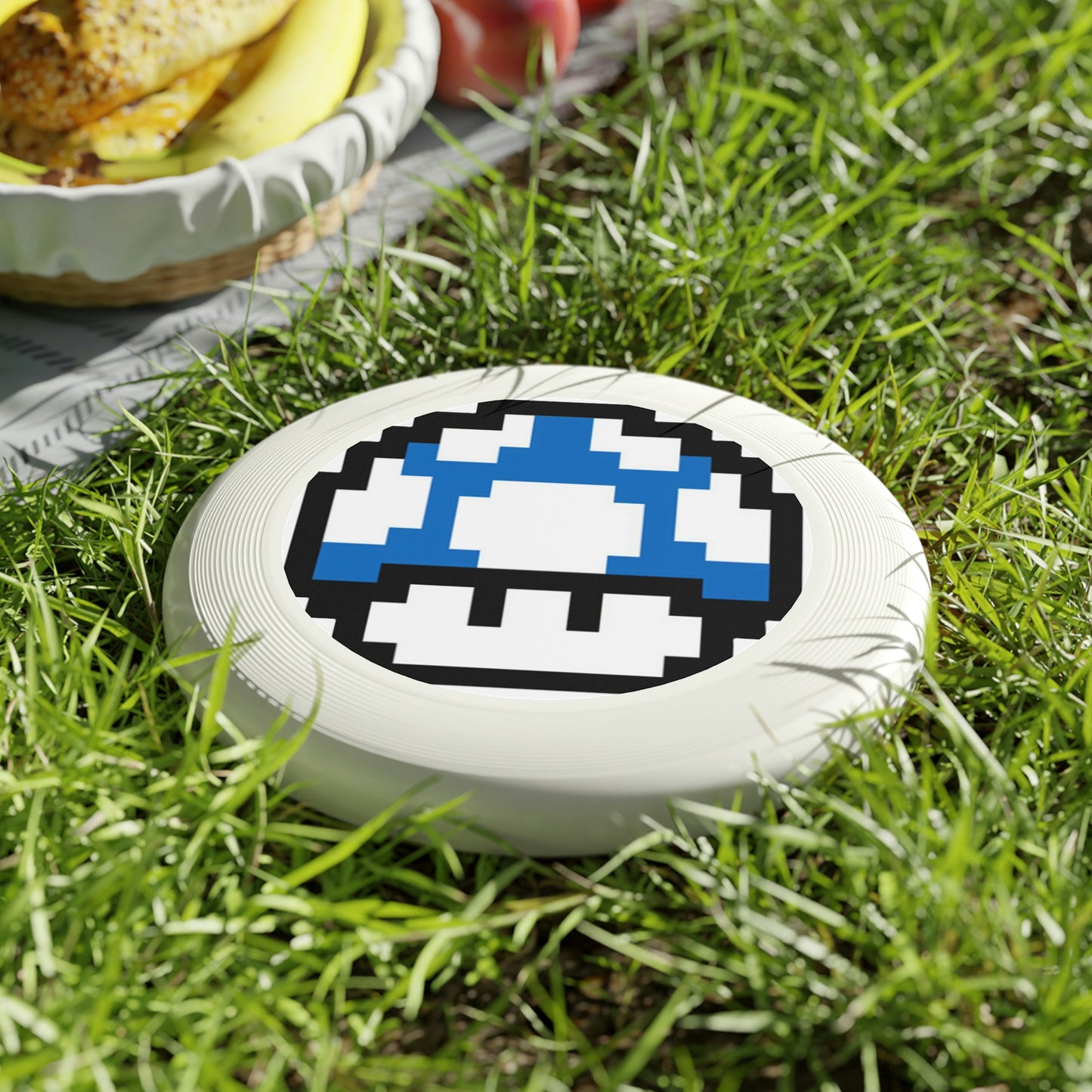 Blue 8 Bit Style Mushroom Wham-O Frisbee