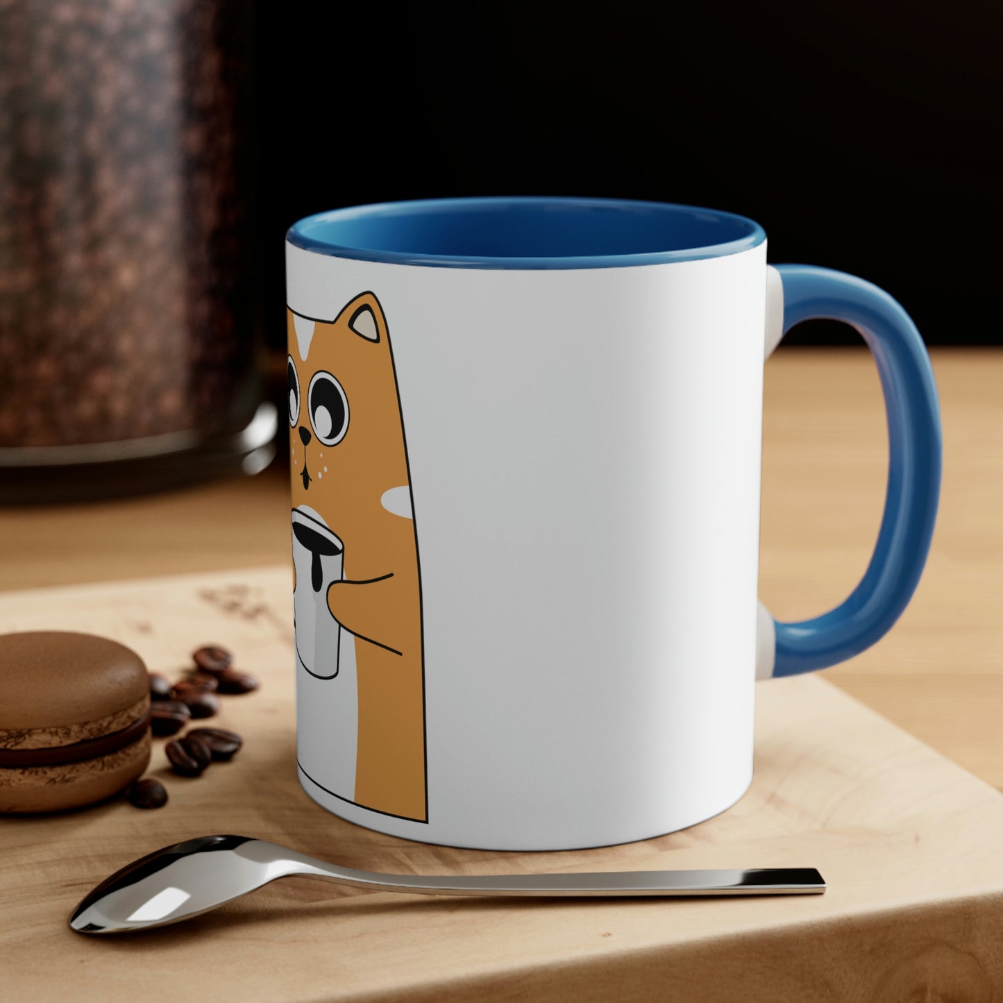 Cat With Coffee Accent Coffee Mug, 11oz