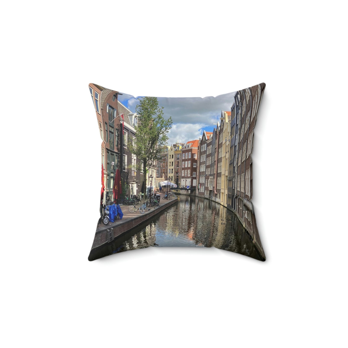 Amsterdam Canals Spun Polyester Square Pillow