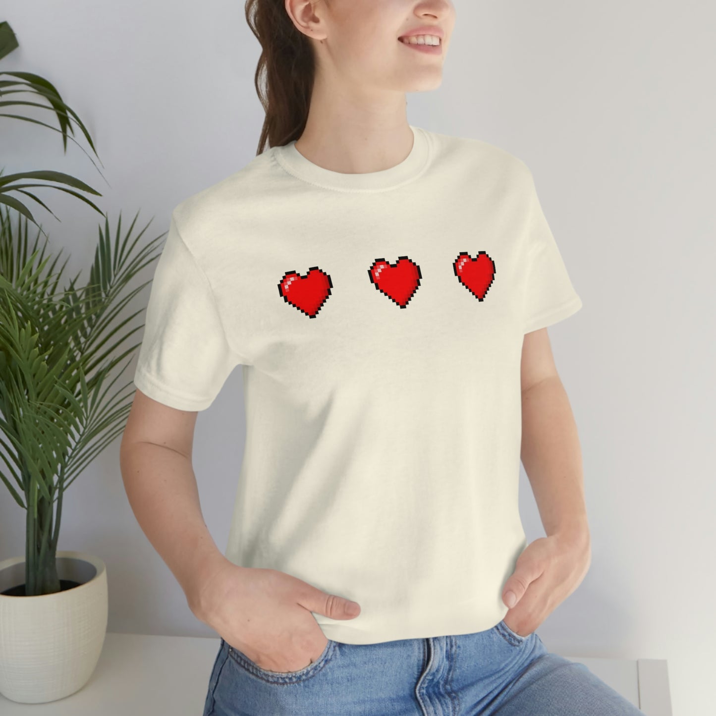 Hearts 8 Bit Style Unisex Jersey Short Sleeve Tee