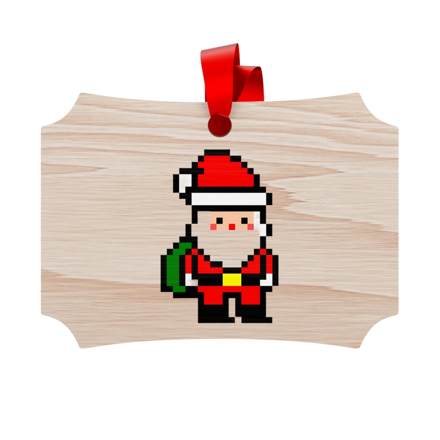 8 Bit Santa Style Wooden Christmas Ornaments