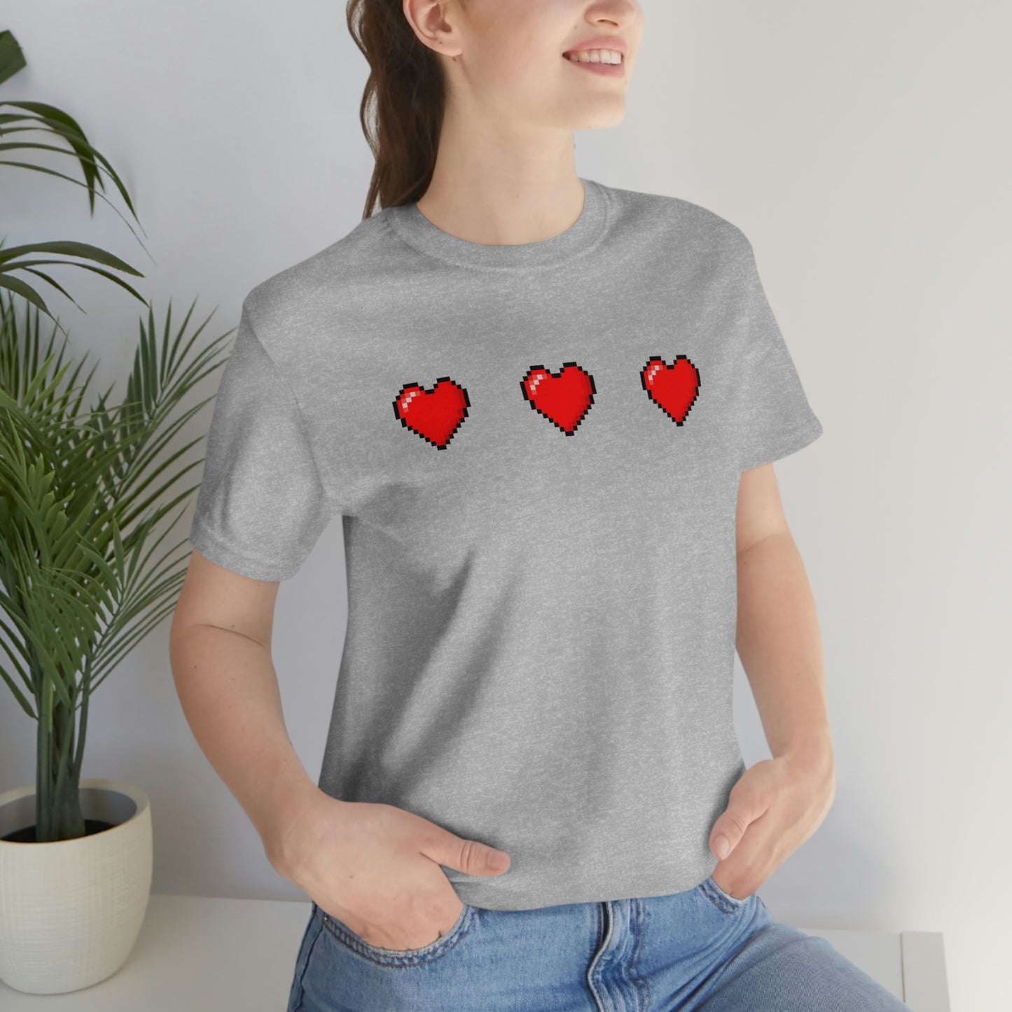 Hearts 8 Bit Style Unisex Jersey Short Sleeve Tee