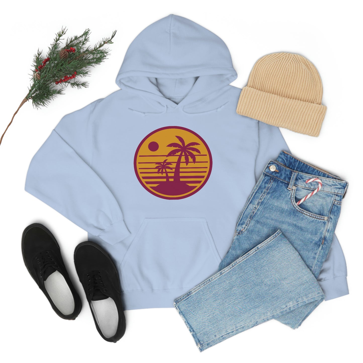 Retro Sunset Beach Unisex Hooded Sweatshirt