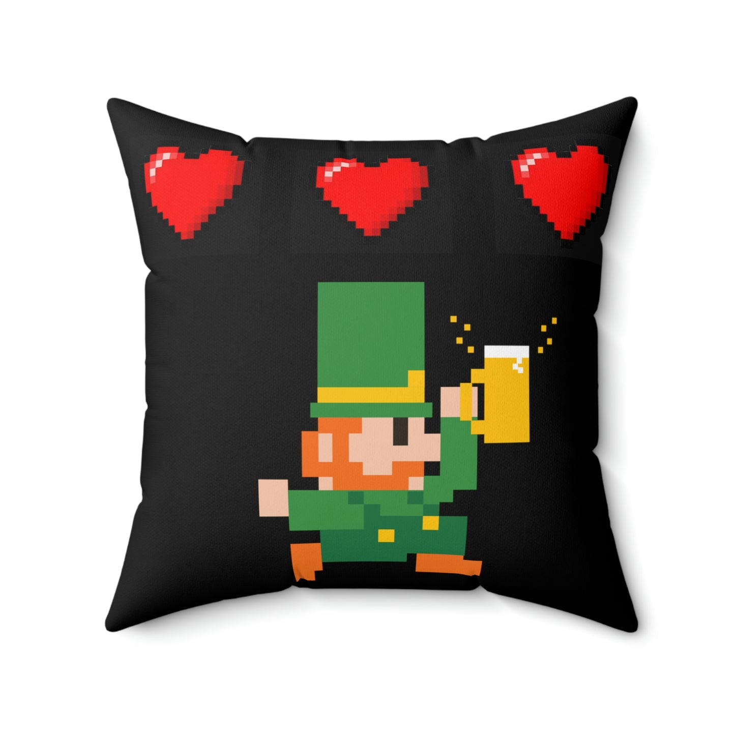 Leprechaun 8 Bit Style Spun Polyester Square Pillow