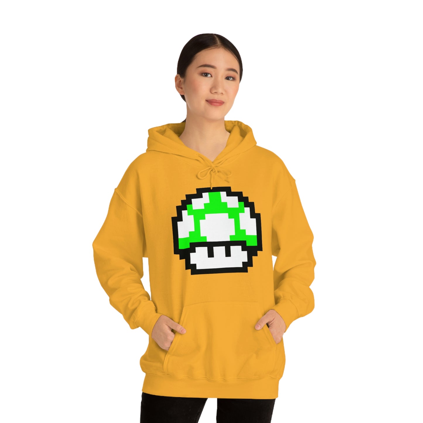 Mushroom 1UP 8 Bit Retro Style Unisex Hooded Sweatshirt