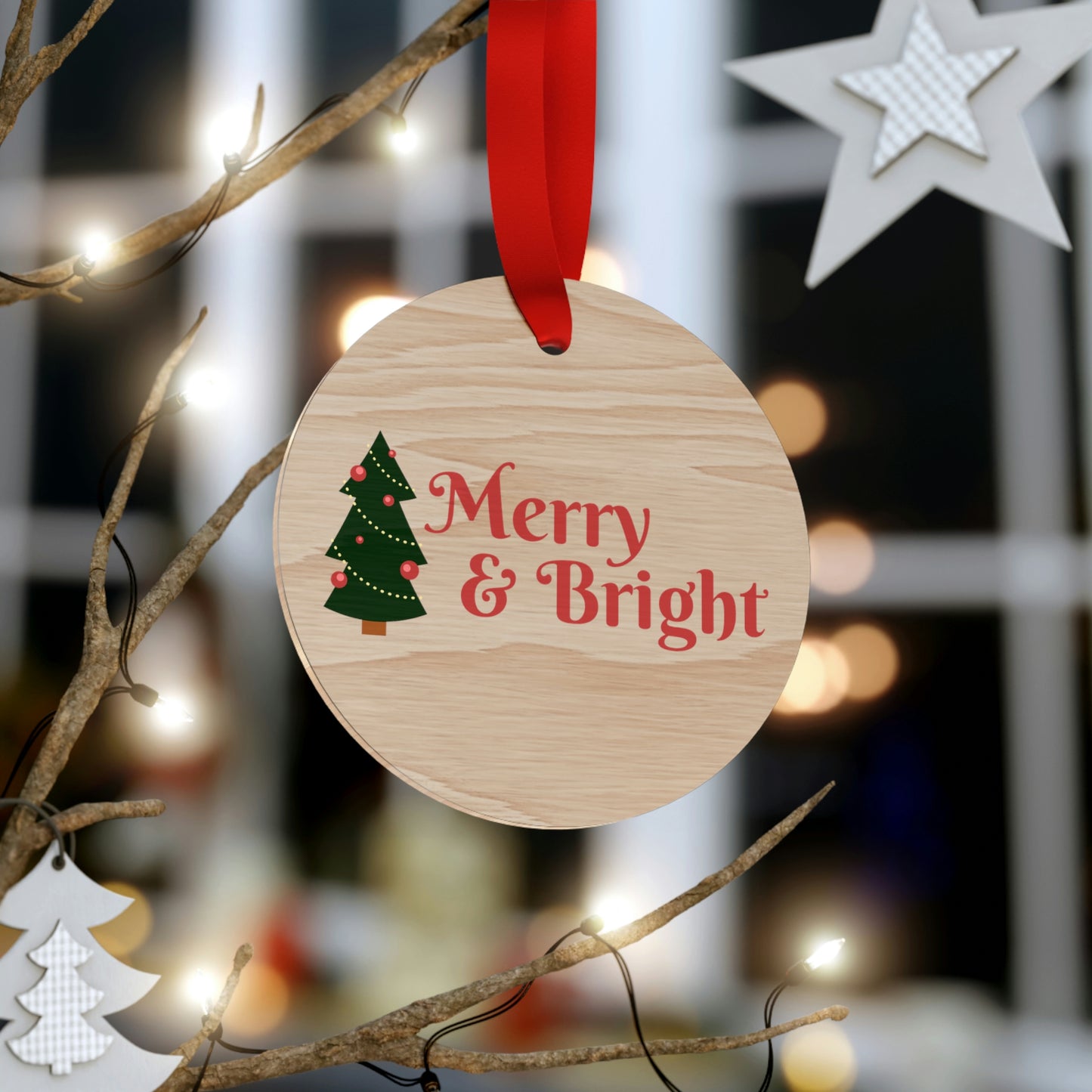 Merry & Bright Wooden Christmas Ornaments